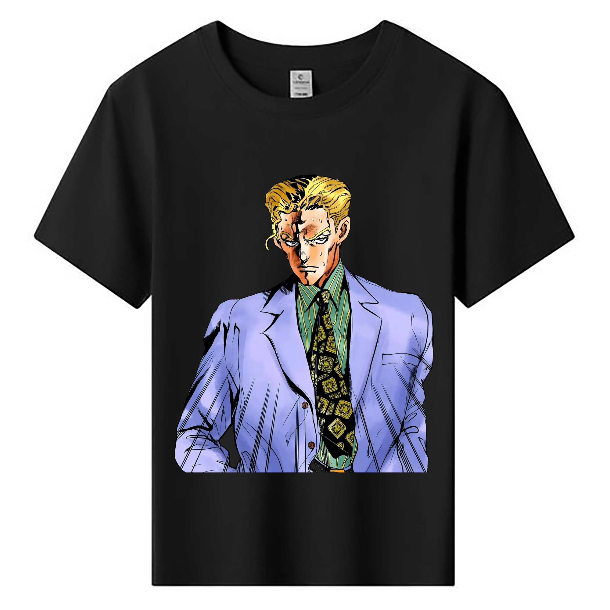 （画像用） ジョジョの奇妙な冒険 きら よしかげ JoJo's Bizarre Adventure Kira Yoshikage 綿100％キッズTシャツ（フロントプリント）