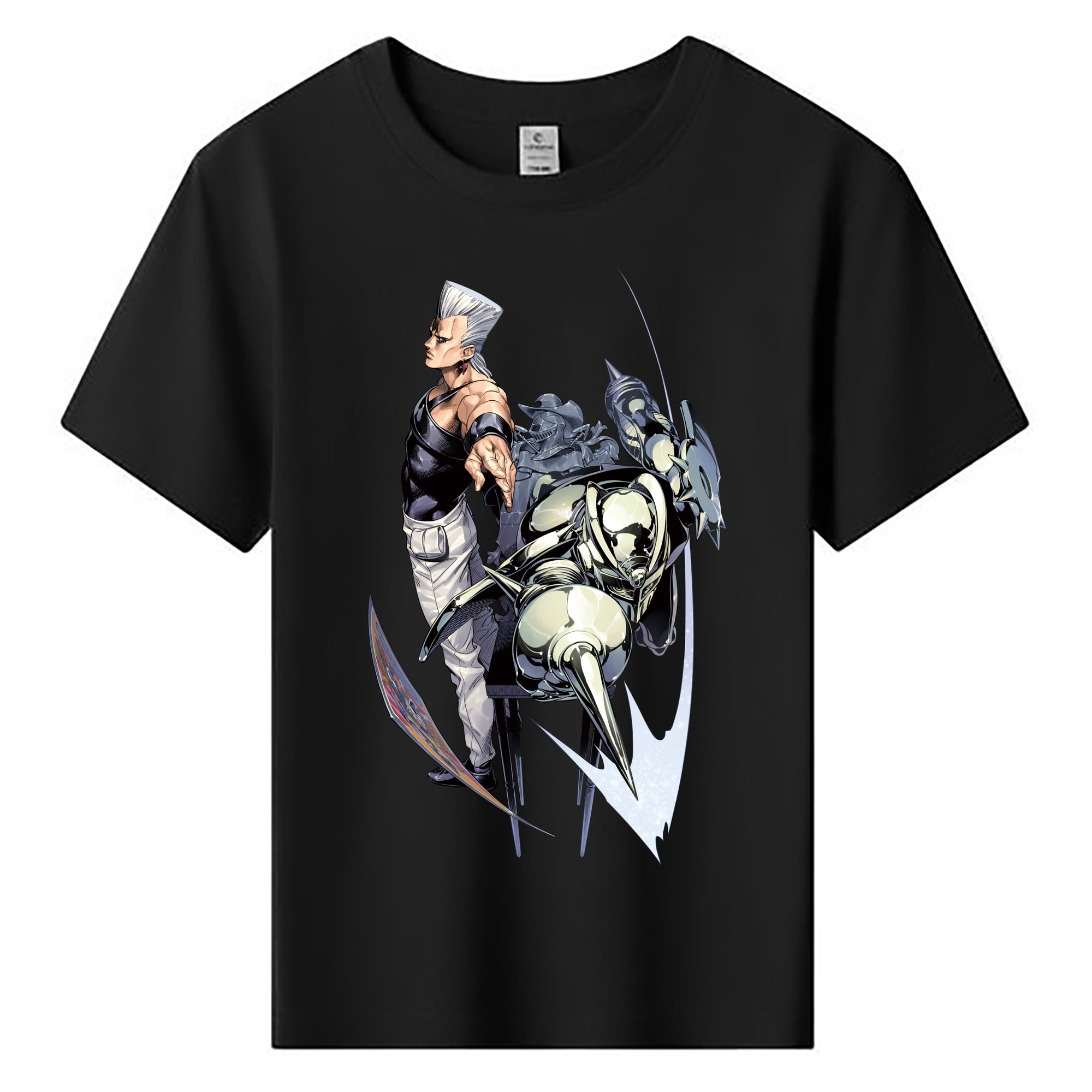 （画像用） ジョジョの奇妙な冒険 ジャン＝ピエール?ポルナレフ JoJo's Bizarre Adventure Jan Pierre Polnareff 綿100％キッズTシャツ（フロントプリント）
