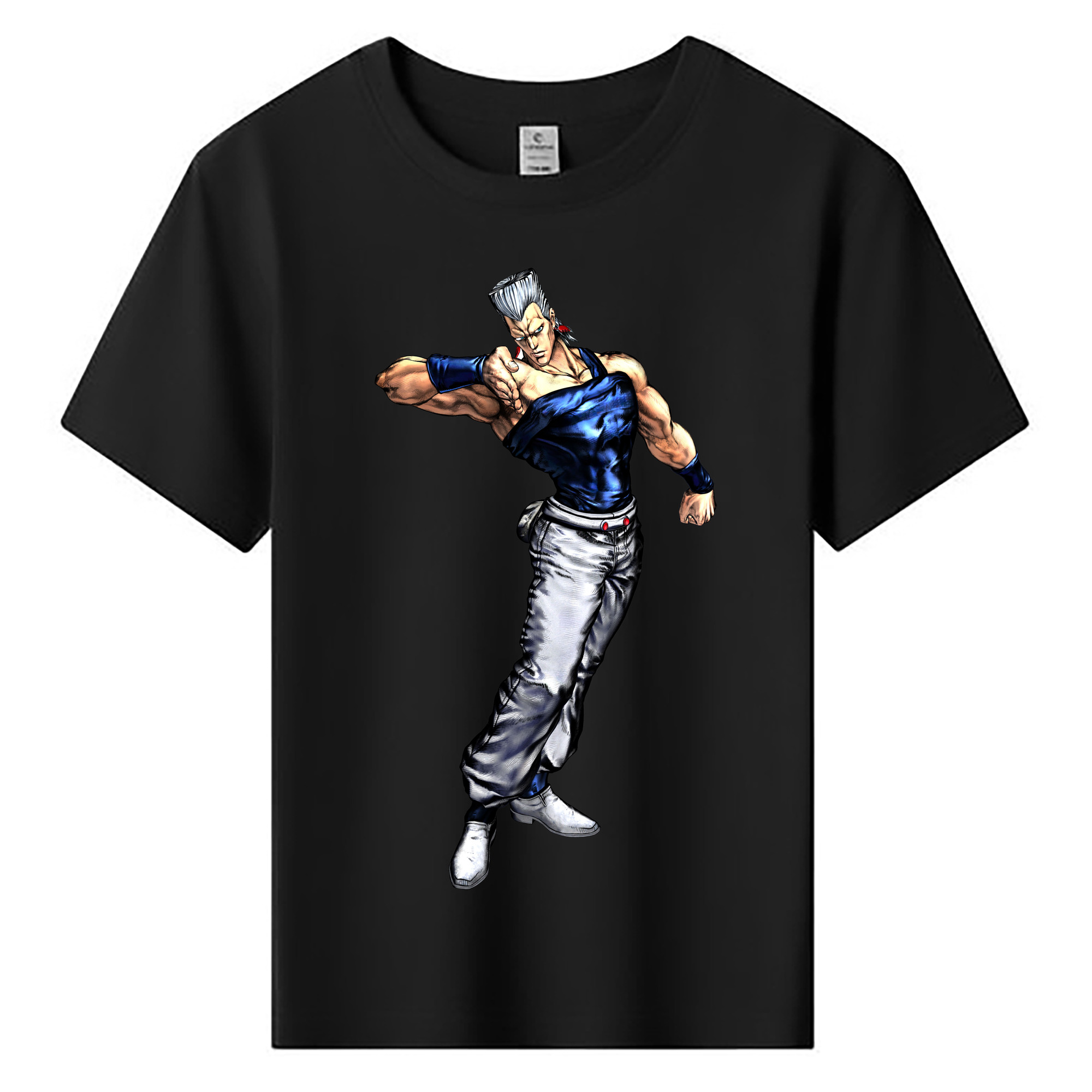 （画像用） ジョジョの奇妙な冒険 ジャン＝ピエール?ポルナレフ JoJo's Bizarre Adventure Jan Pierre Polnareff 綿100％キッズTシャツ（フロントプリント）