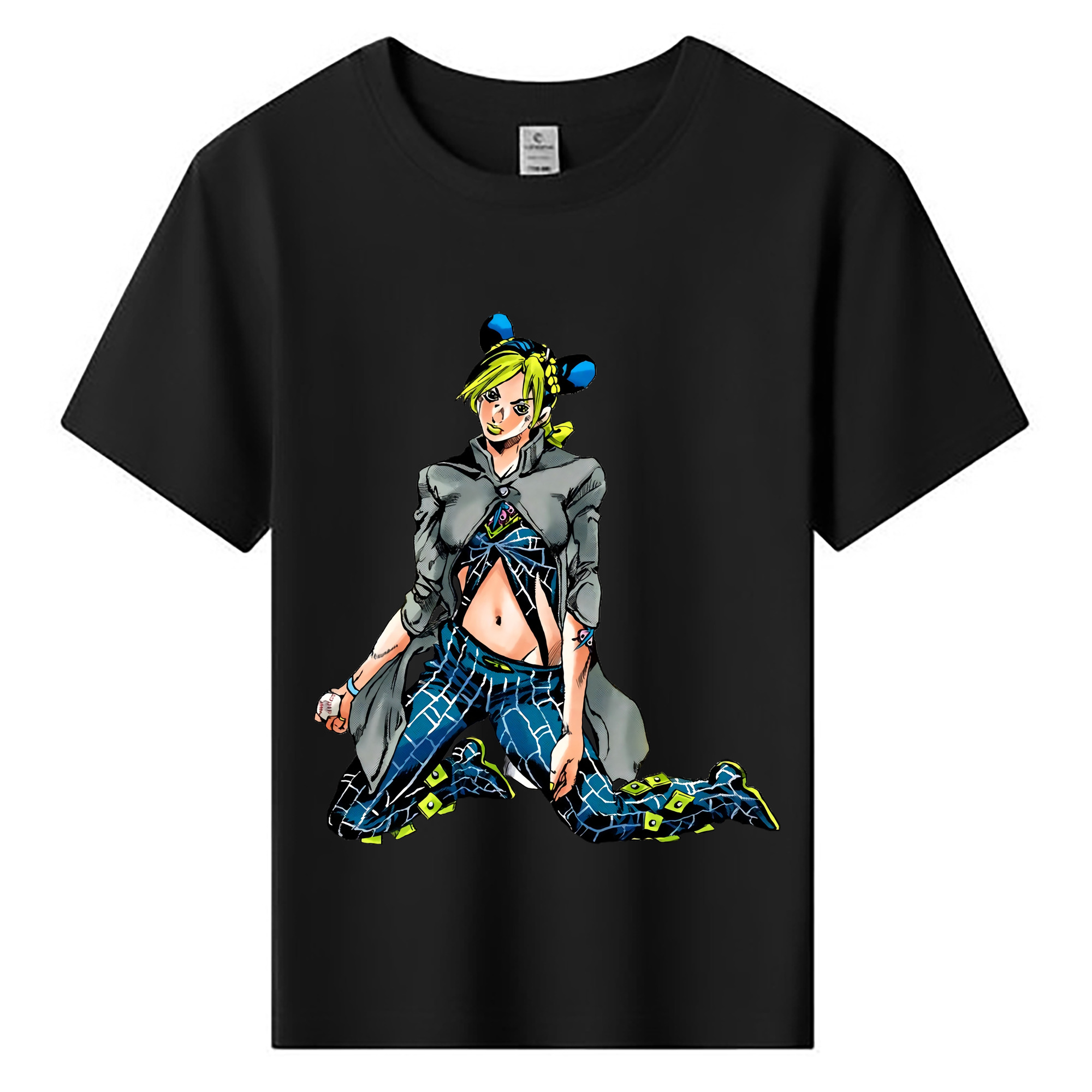 （画像用） "ジョジョの奇妙な冒険 くうじょう ジョリーン JoJo's Bizarre Adventure Jolyne Cujoh " 綿100％キッズTシャツ（フロントプリント）