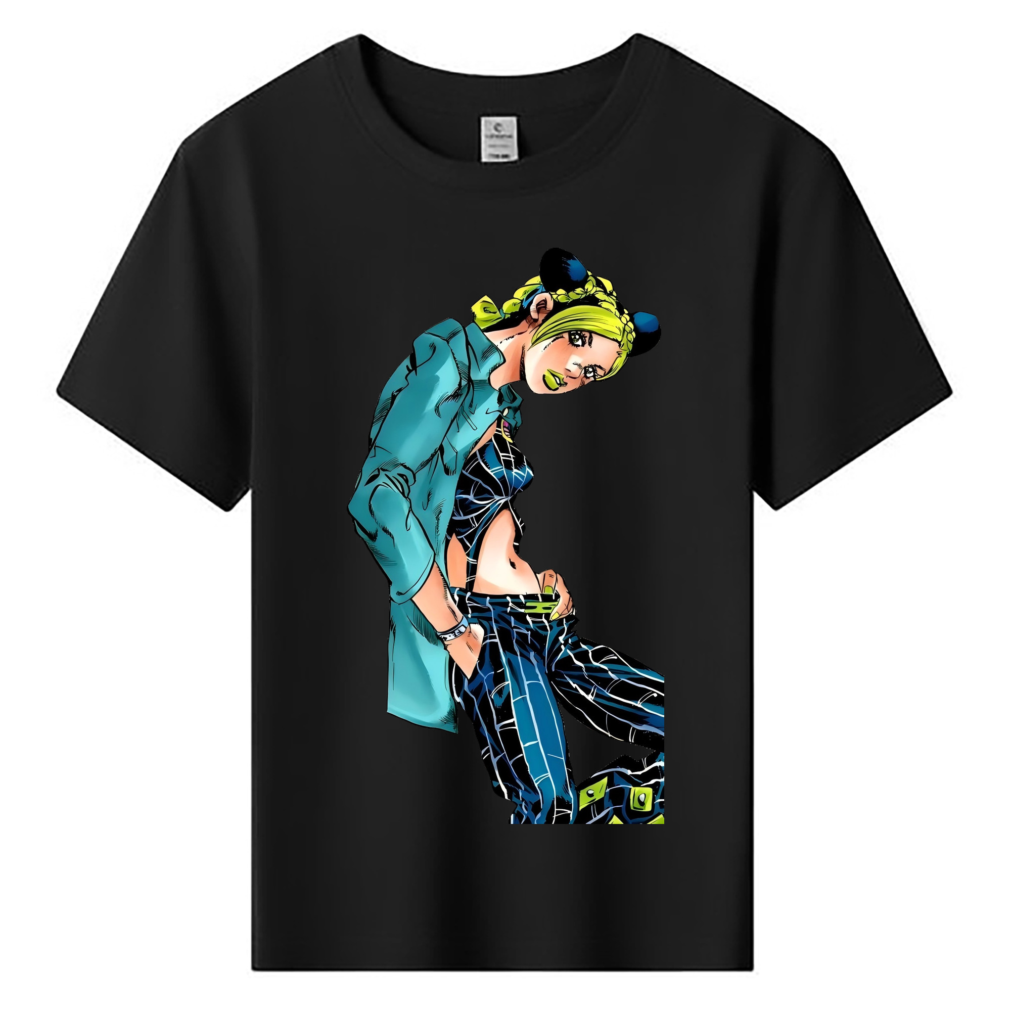 （画像用） "ジョジョの奇妙な冒険 くうじょう ジョリーン JoJo's Bizarre Adventure Jolyne Cujoh " 綿100％キッズTシャツ（フロントプリント）