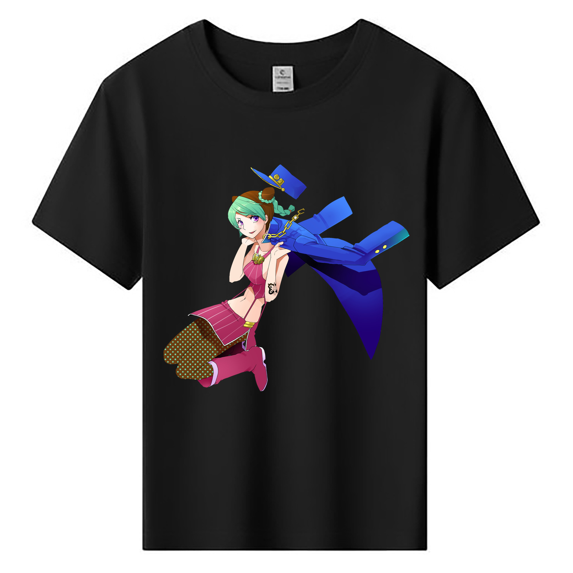 （画像用） "ジョジョの奇妙な冒険 くうじょう ジョリーン JoJo's Bizarre Adventure Jolyne Cujoh " 綿100％キッズTシャツ（フロントプリント）