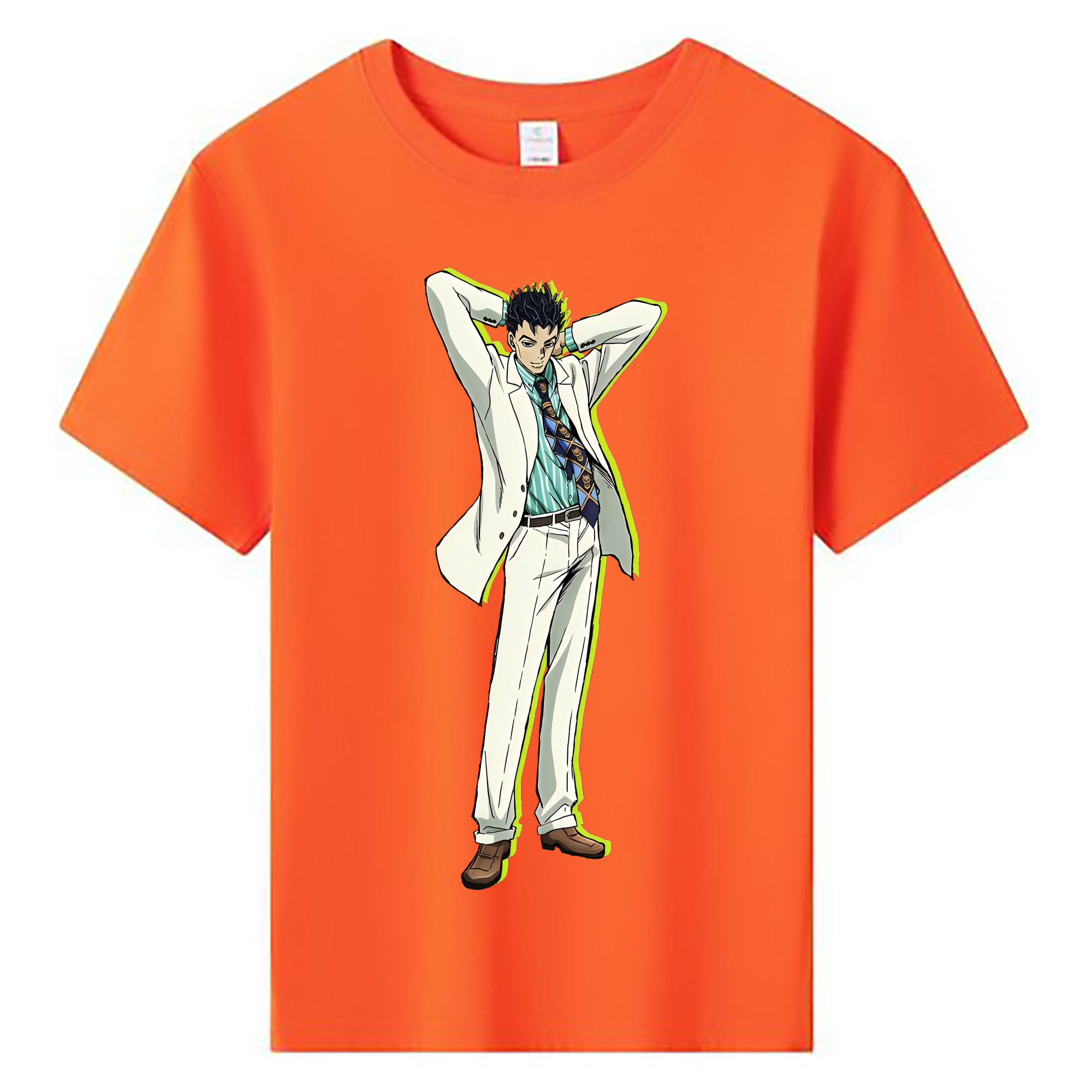 （画像用） ジョジョの奇妙な冒険 きら よしかげ JoJo's Bizarre Adventure Kira Yoshikage 綿100％キッズTシャツ（フロントプリント）