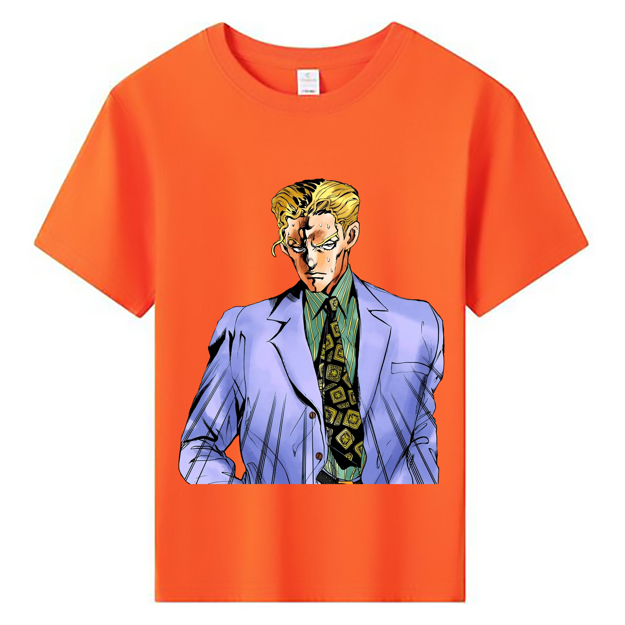 （画像用） ジョジョの奇妙な冒険 きら よしかげ JoJo's Bizarre Adventure Kira Yoshikage 綿100％キッズTシャツ（フロントプリント）