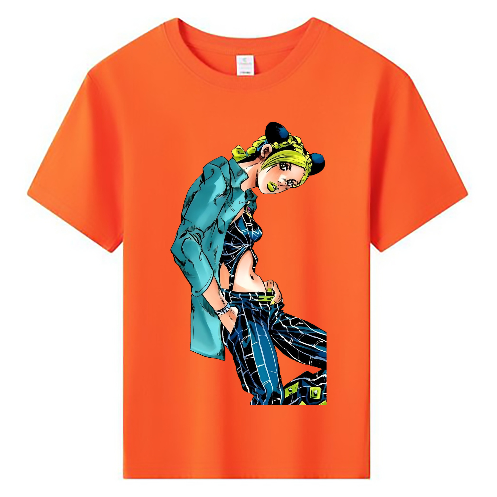 （画像用） "ジョジョの奇妙な冒険 くうじょう ジョリーン JoJo's Bizarre Adventure Jolyne Cujoh " 綿100％キッズTシャツ（フロントプリント）