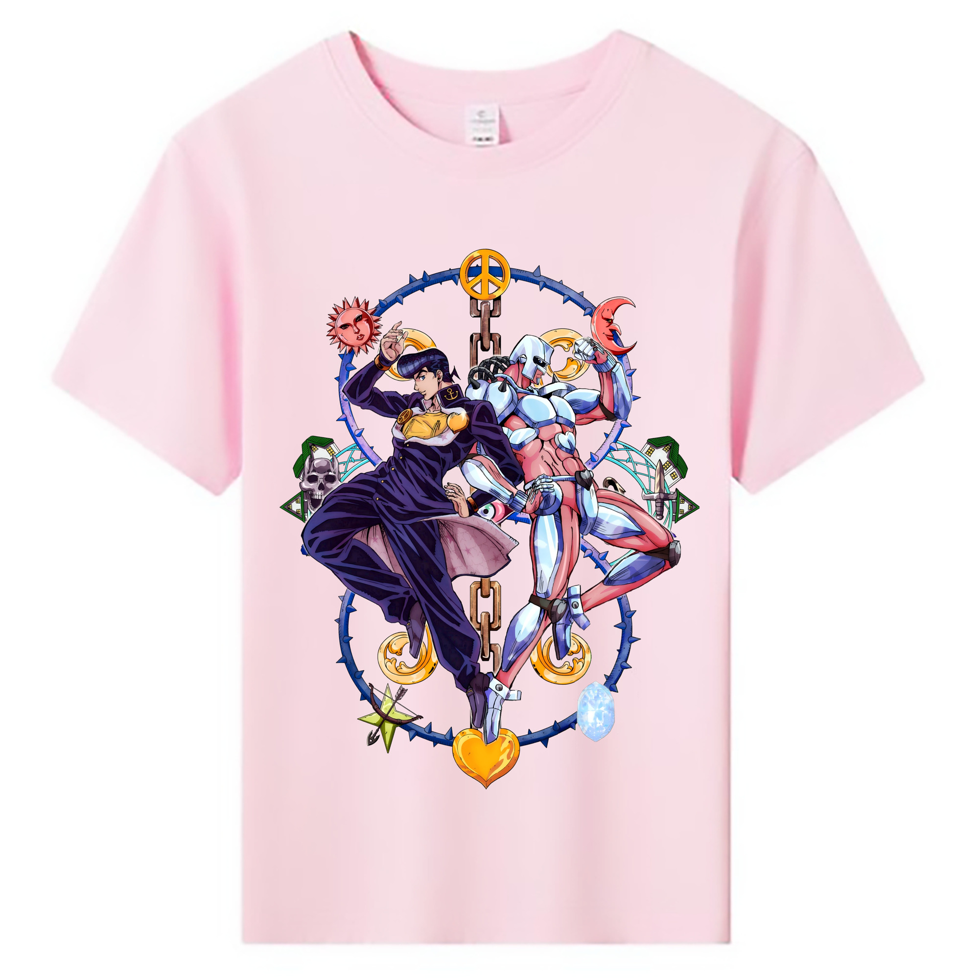 （画像用） ジョジョの奇妙な冒険 ひがしかた じょうすけ JoJo's Bizarre Adventure Higashikata Josuke 綿100％キッズTシャツ（フロントプリント）