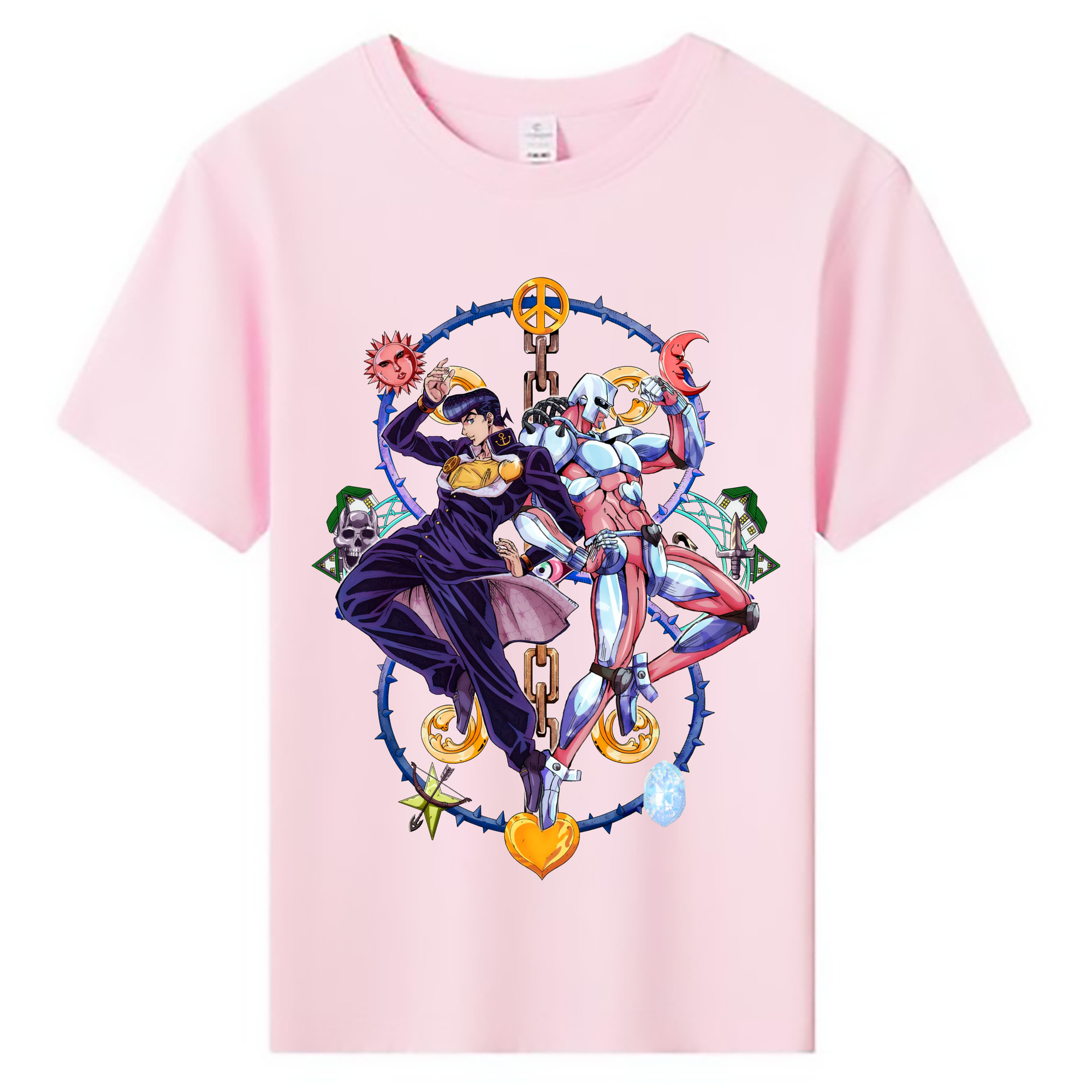 （画像用） ジョジョの奇妙な冒険 ひがしかた じょうすけ JoJo's Bizarre Adventure Higashikata Josuke 綿100％キッズTシャツ（フロントプリント）