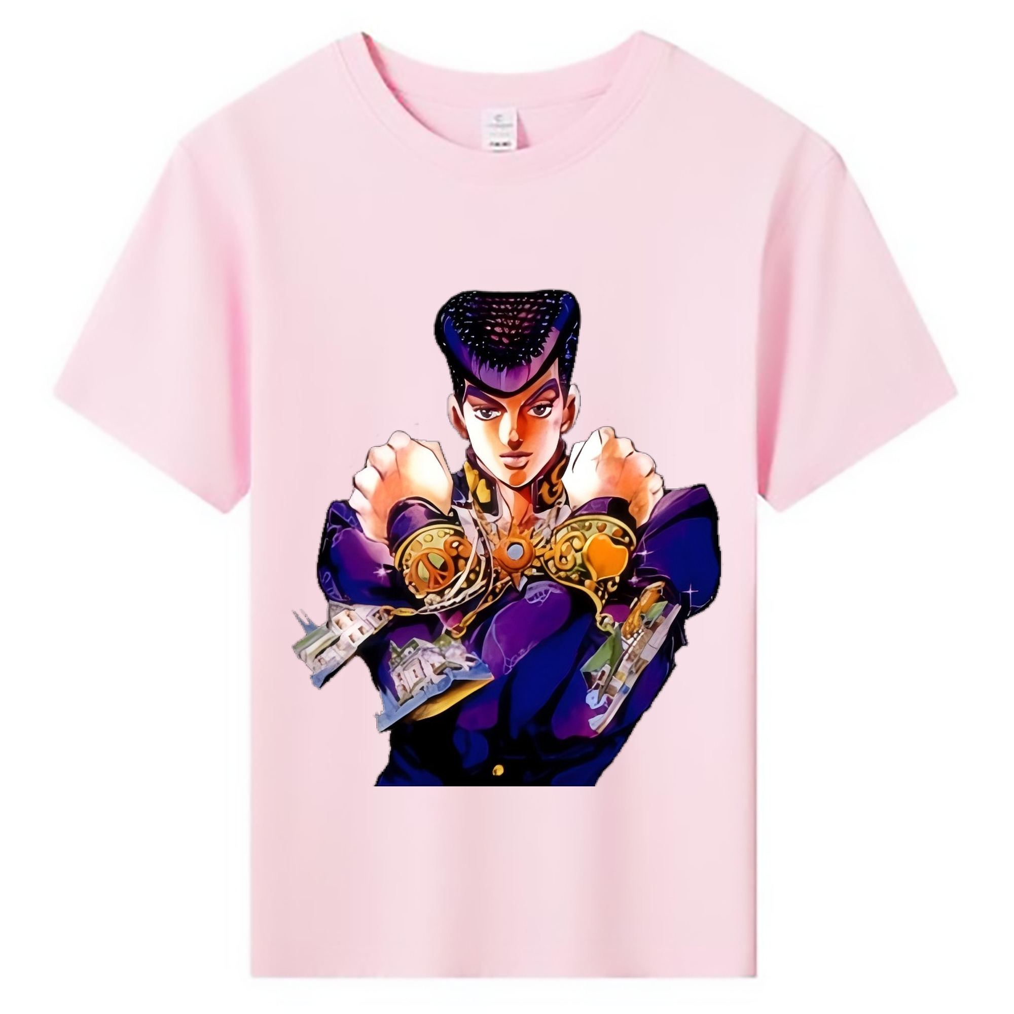（画像用） ジョジョの奇妙な冒険 ひがしかた じょうすけ JoJo's Bizarre Adventure Higashikata Josuke 綿100％キッズTシャツ（フロントプリント）