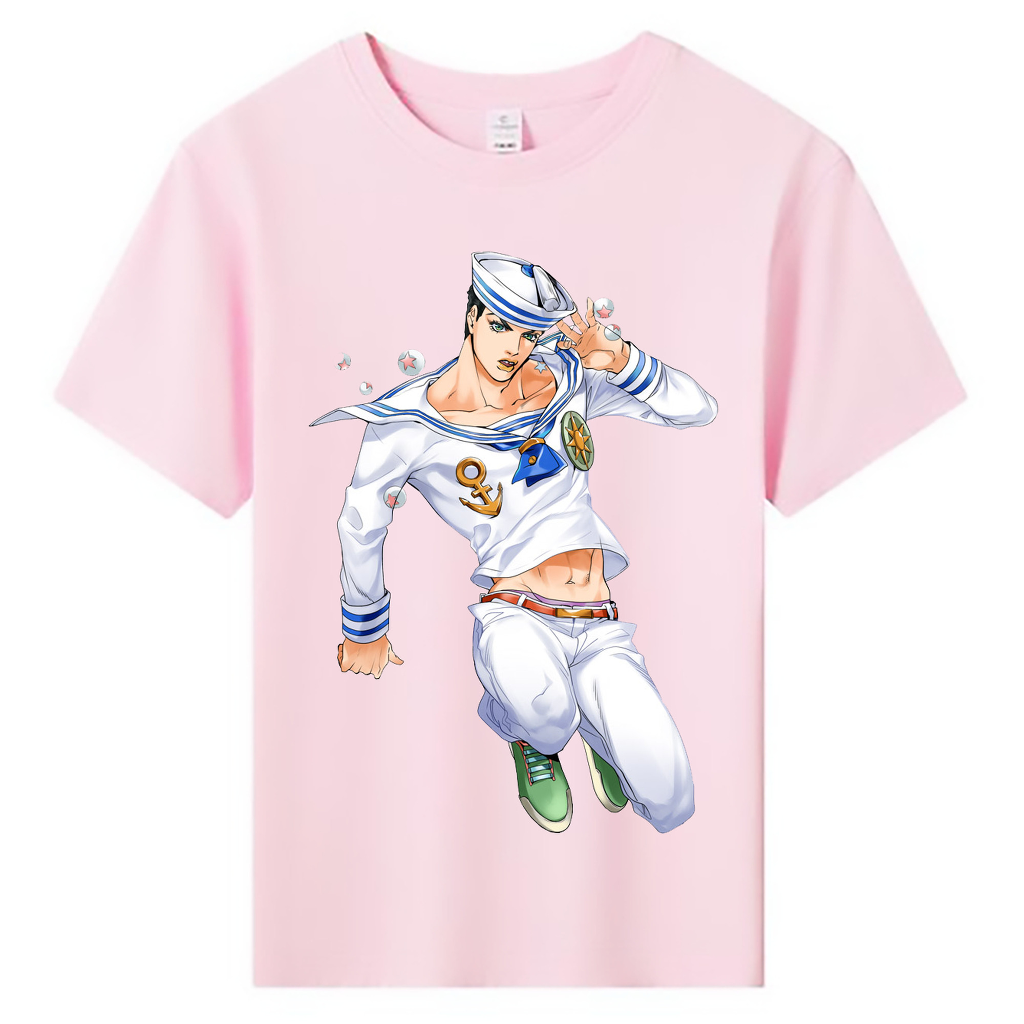 （画像用） ジョジョの奇妙な冒険 東方定助 JoJo's Bizarre Adventure Higashikata Josuke 綿100％キッズTシャツ（フロントプリント）