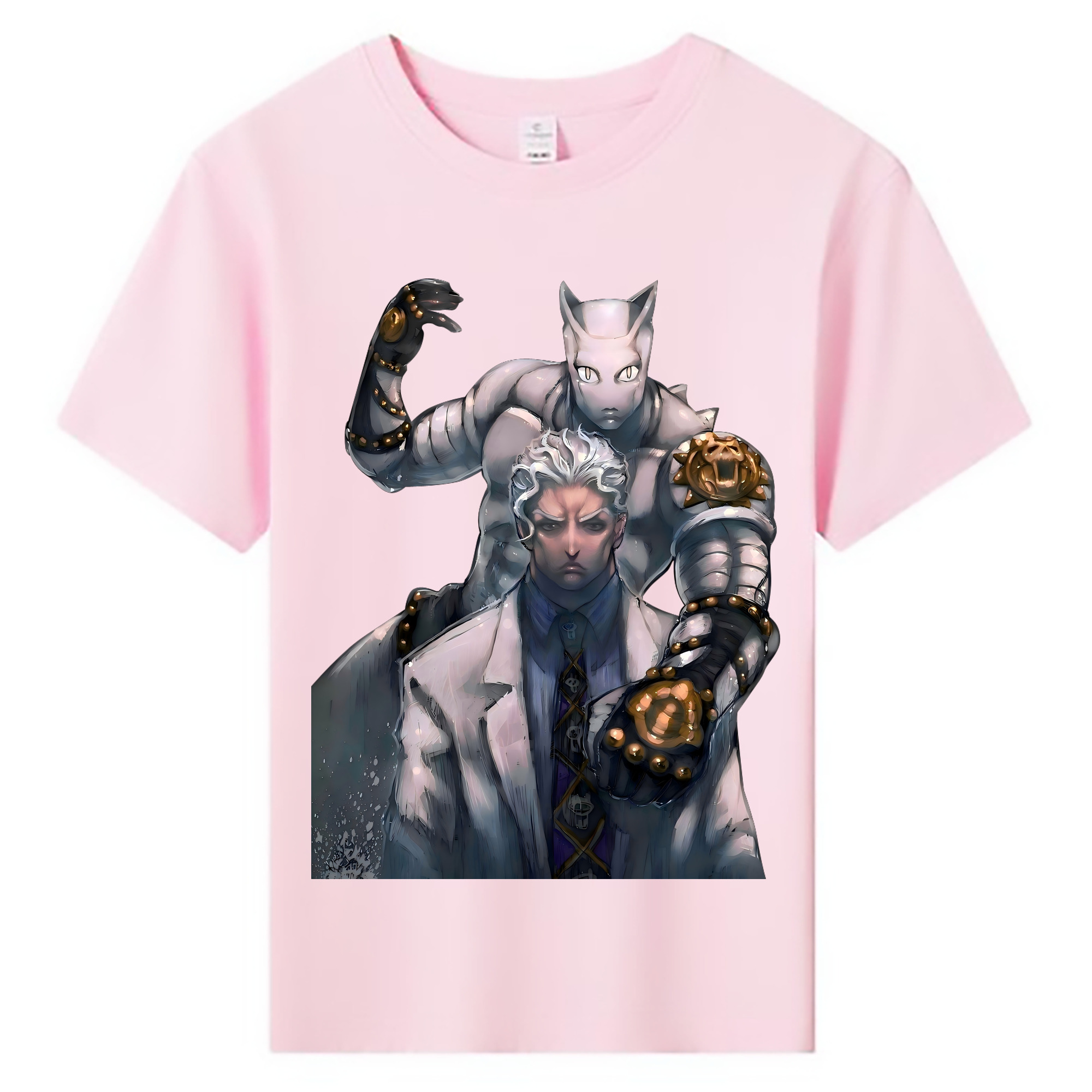 （画像用） ジョジョの奇妙な冒険 きら よしかげ JoJo's Bizarre Adventure Kira Yoshikage 綿100％キッズTシャツ（フロントプリント）