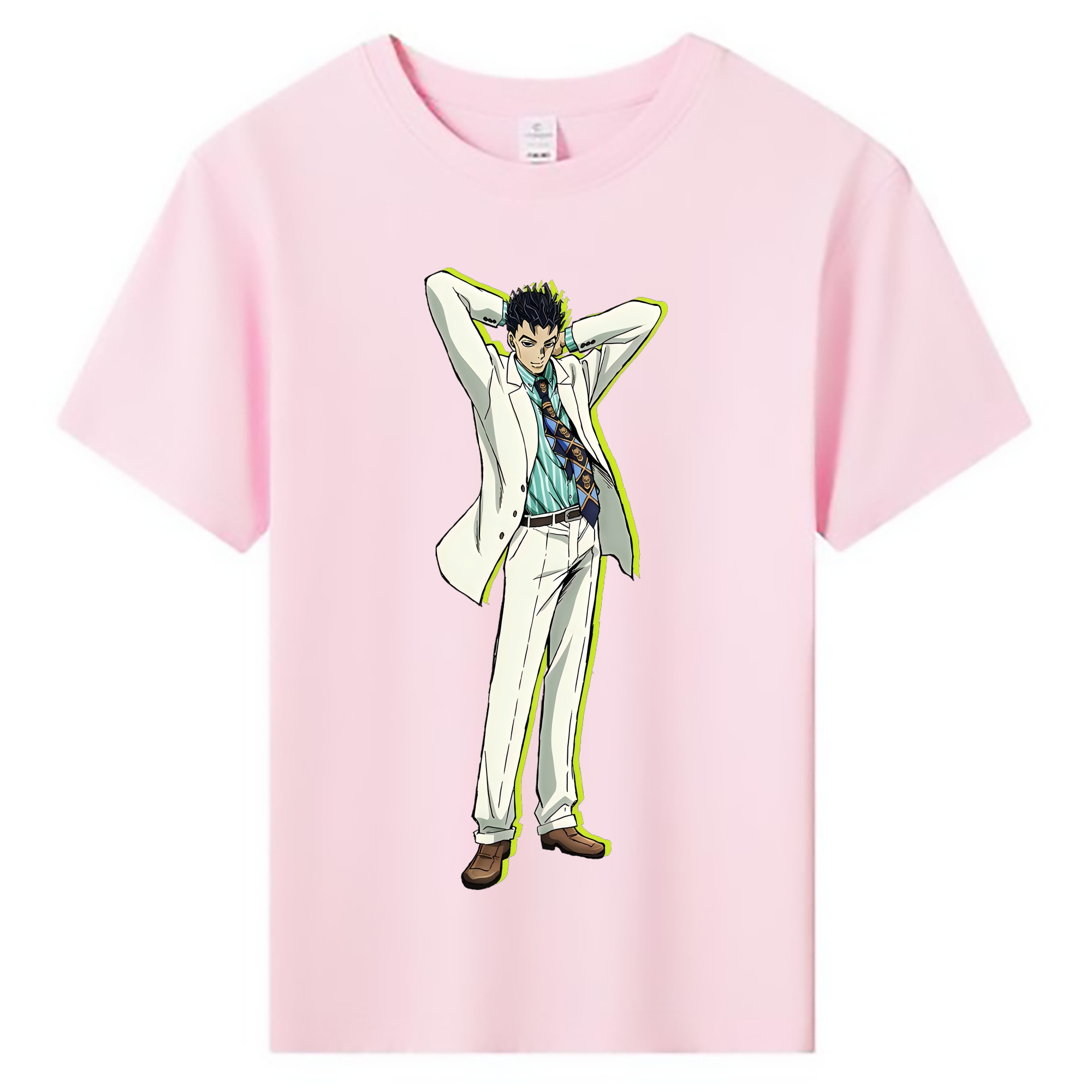（画像用） ジョジョの奇妙な冒険 きら よしかげ JoJo's Bizarre Adventure Kira Yoshikage 綿100％キッズTシャツ（フロントプリント）