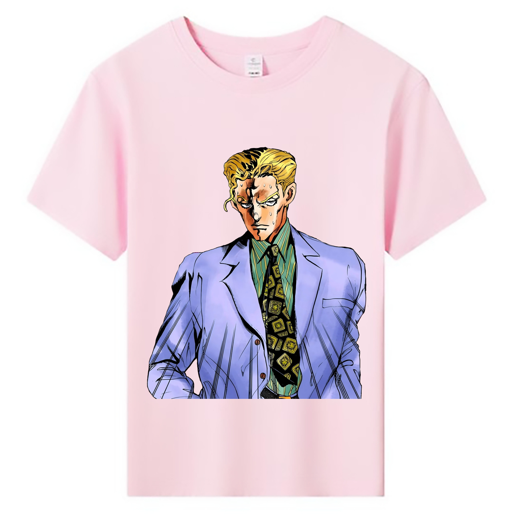 （画像用） ジョジョの奇妙な冒険 きら よしかげ JoJo's Bizarre Adventure Kira Yoshikage 綿100％キッズTシャツ（フロントプリント）