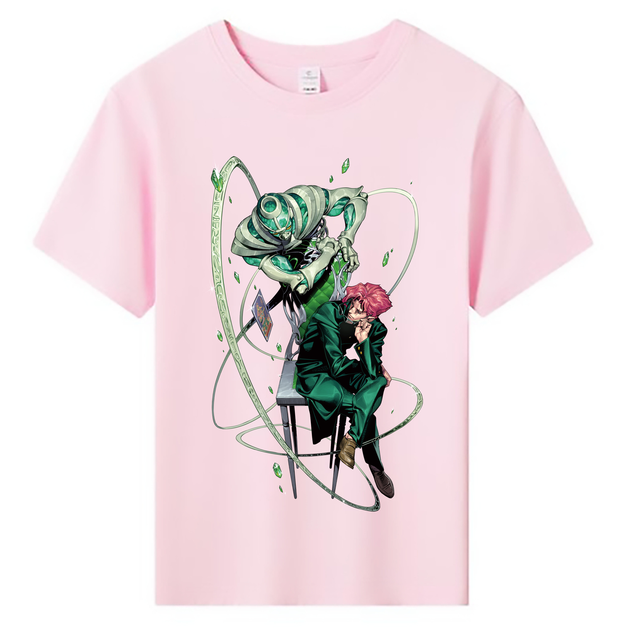 （画像用） ジョジョの奇妙な冒険 花京院 典明（かきょういん のりあき） JoJo's Bizarre Adventure Kakyoin Noriaki 綿100％キッズTシャツ（フロントプリント）