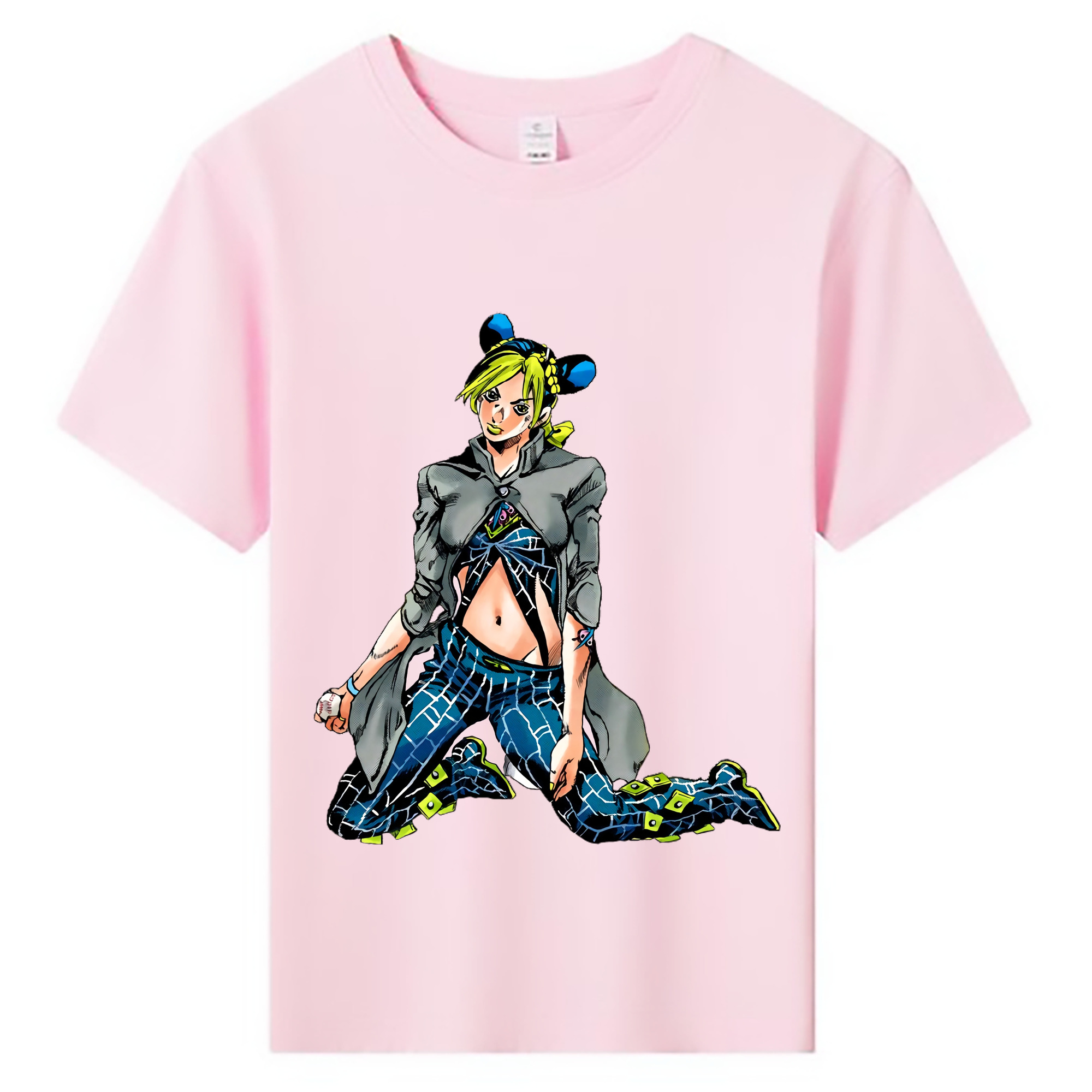 （画像用） "ジョジョの奇妙な冒険 くうじょう ジョリーン JoJo's Bizarre Adventure Jolyne Cujoh " 綿100％キッズTシャツ（フロントプリント）