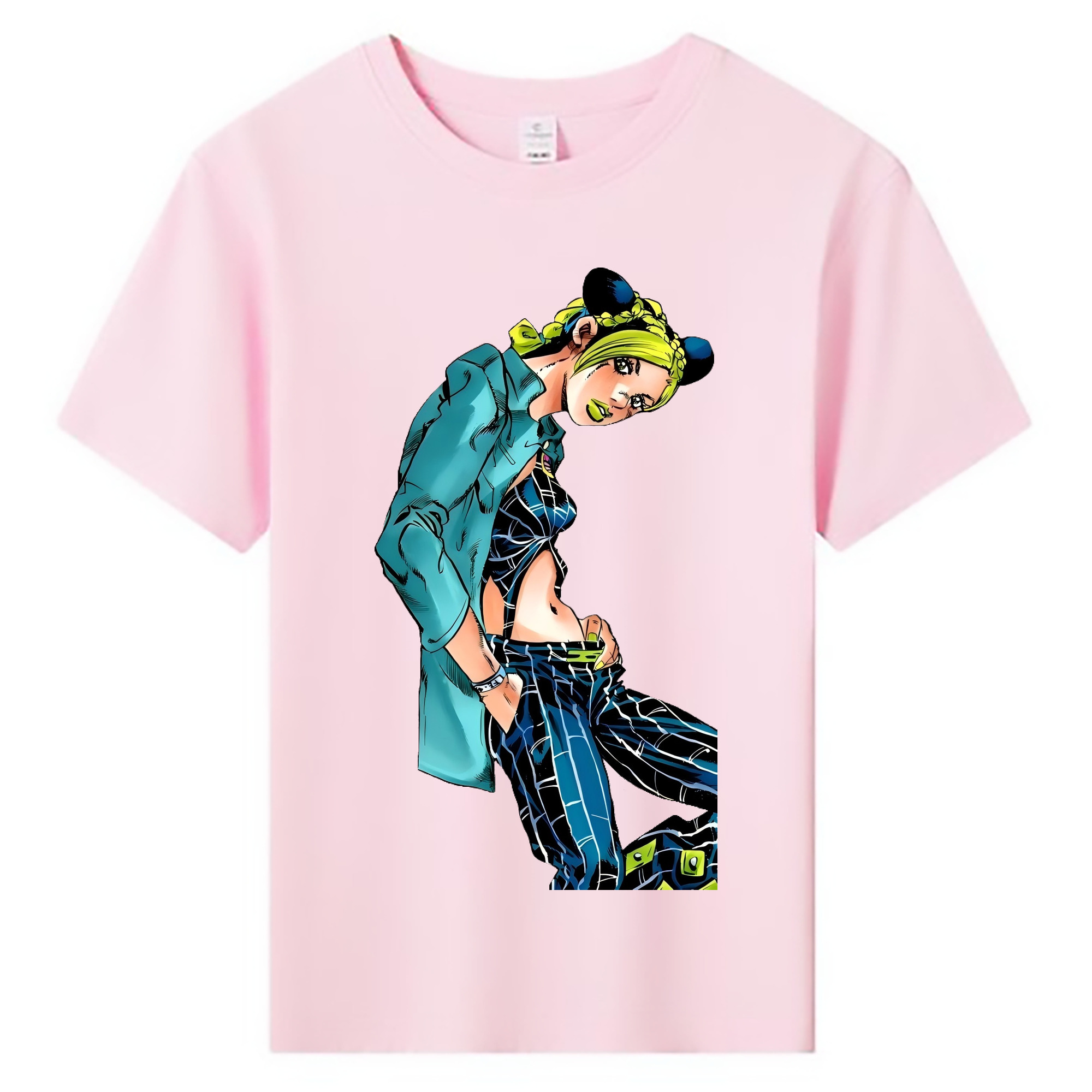 （画像用） "ジョジョの奇妙な冒険 くうじょう ジョリーン JoJo's Bizarre Adventure Jolyne Cujoh " 綿100％キッズTシャツ（フロントプリント）