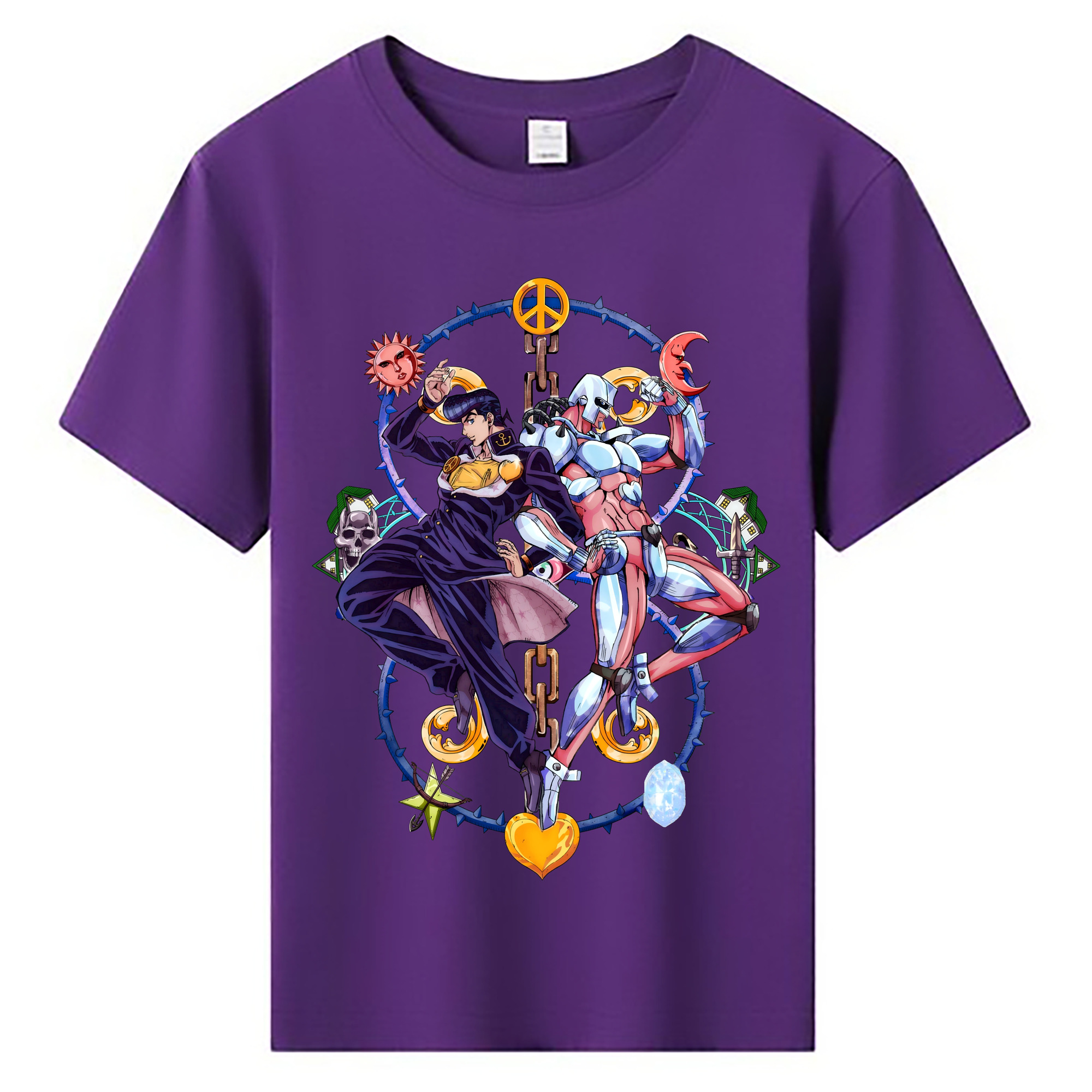 （画像用） ジョジョの奇妙な冒険 ひがしかた じょうすけ JoJo's Bizarre Adventure Higashikata Josuke 綿100％キッズTシャツ（フロントプリント）