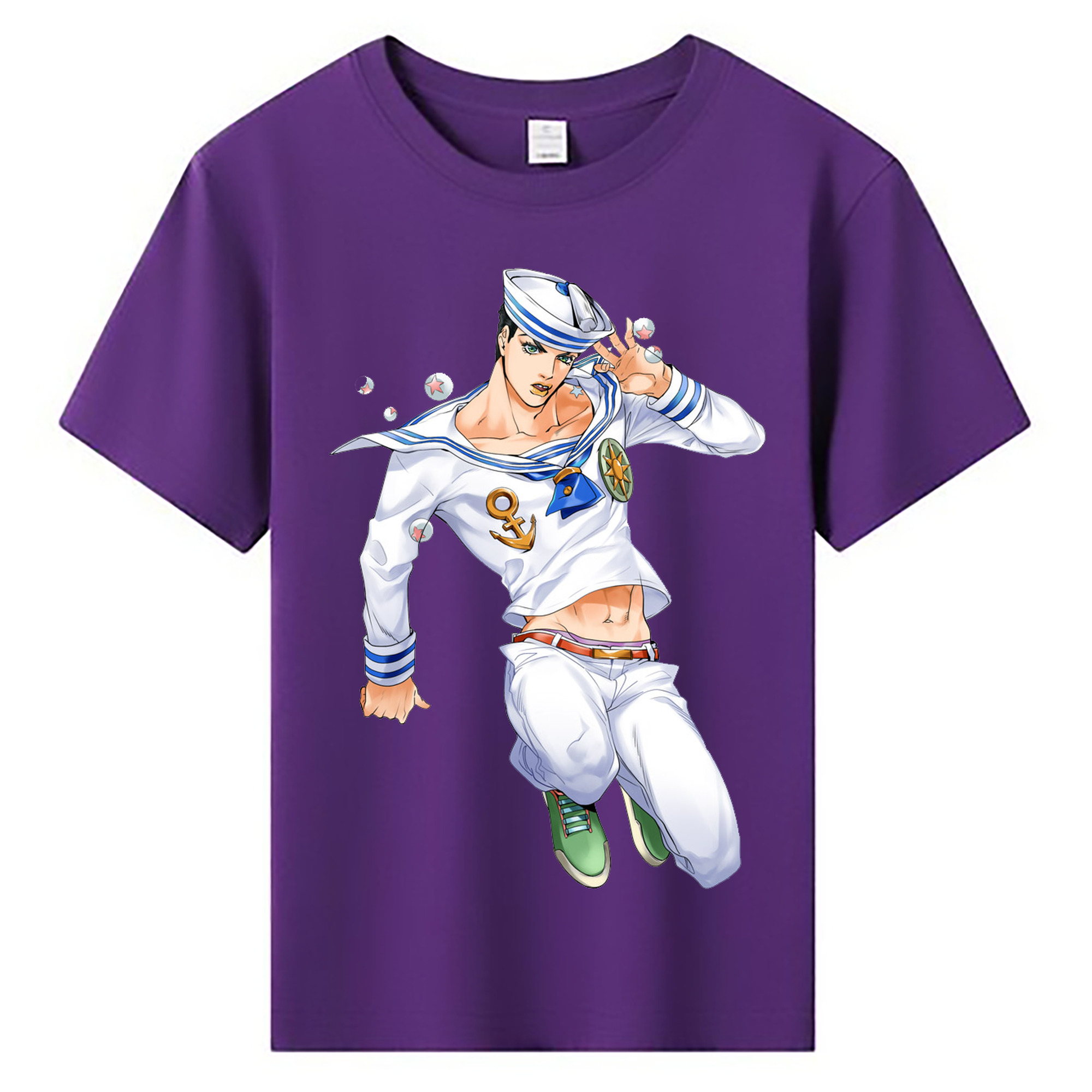 （画像用） ジョジョの奇妙な冒険 東方定助 JoJo's Bizarre Adventure Higashikata Josuke 綿100％キッズTシャツ（フロントプリント）