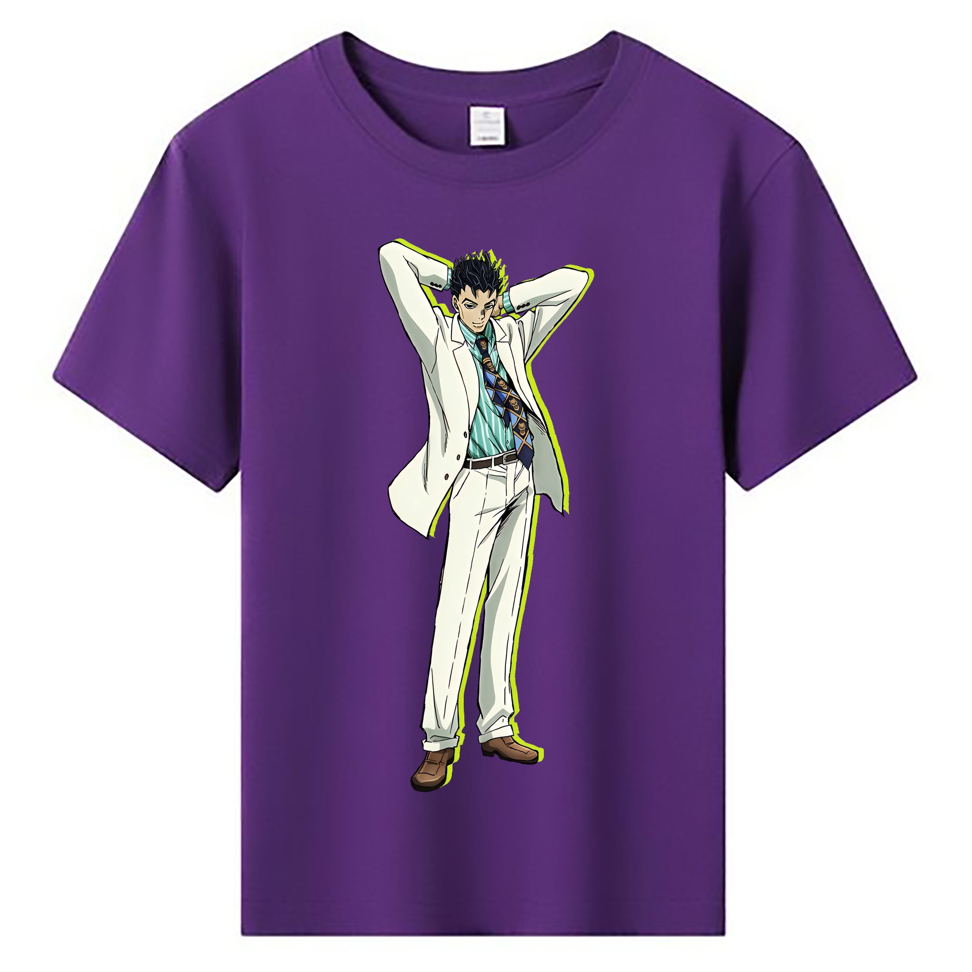 （画像用） ジョジョの奇妙な冒険 きら よしかげ JoJo's Bizarre Adventure Kira Yoshikage 綿100％キッズTシャツ（フロントプリント）