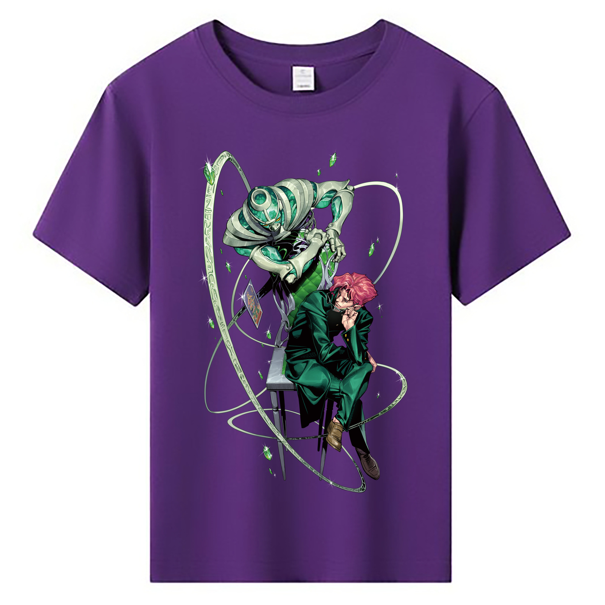（画像用） ジョジョの奇妙な冒険 花京院 典明（かきょういん のりあき） JoJo's Bizarre Adventure Kakyoin Noriaki 綿100％キッズTシャツ（フロントプリント）