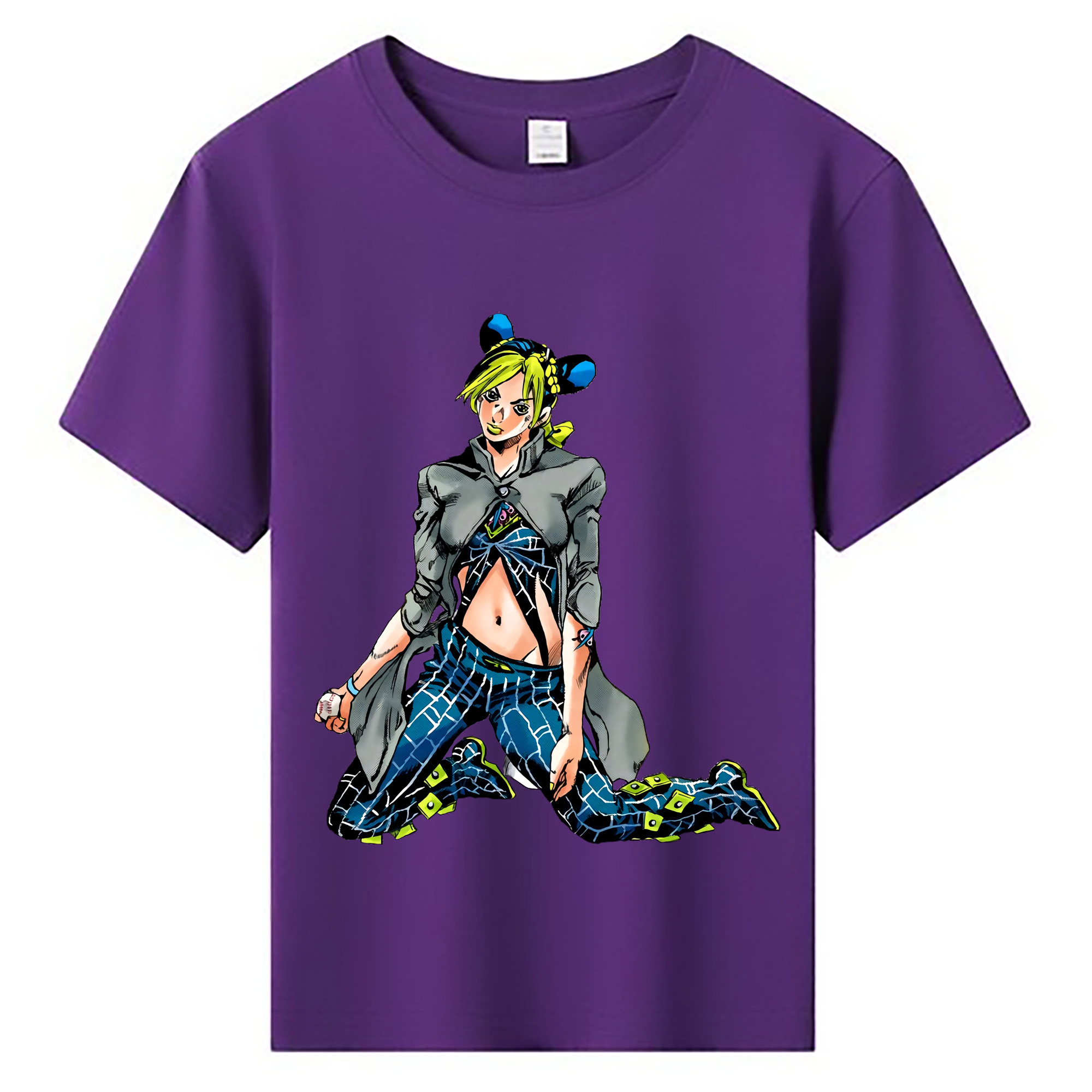（画像用） "ジョジョの奇妙な冒険 くうじょう ジョリーン JoJo's Bizarre Adventure Jolyne Cujoh " 綿100％キッズTシャツ（フロントプリント）