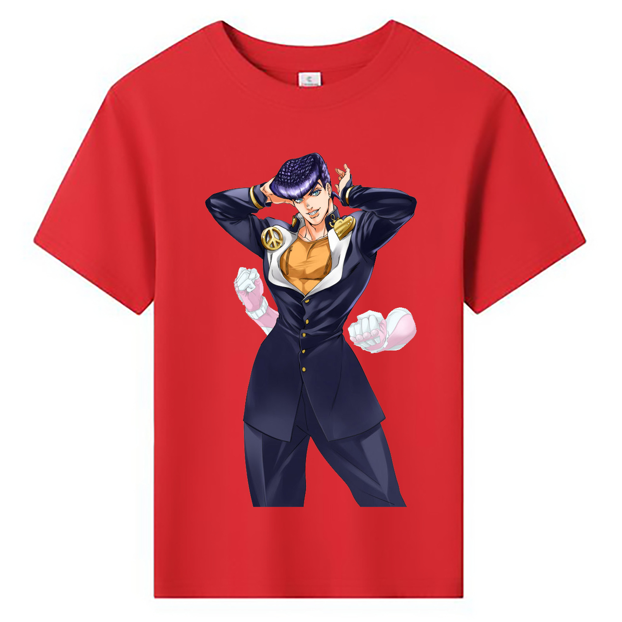 （画像用） ジョジョの奇妙な冒険 ひがしかた じょうすけ JoJo's Bizarre Adventure Higashikata Josuke 綿100％キッズTシャツ（フロントプリント）
