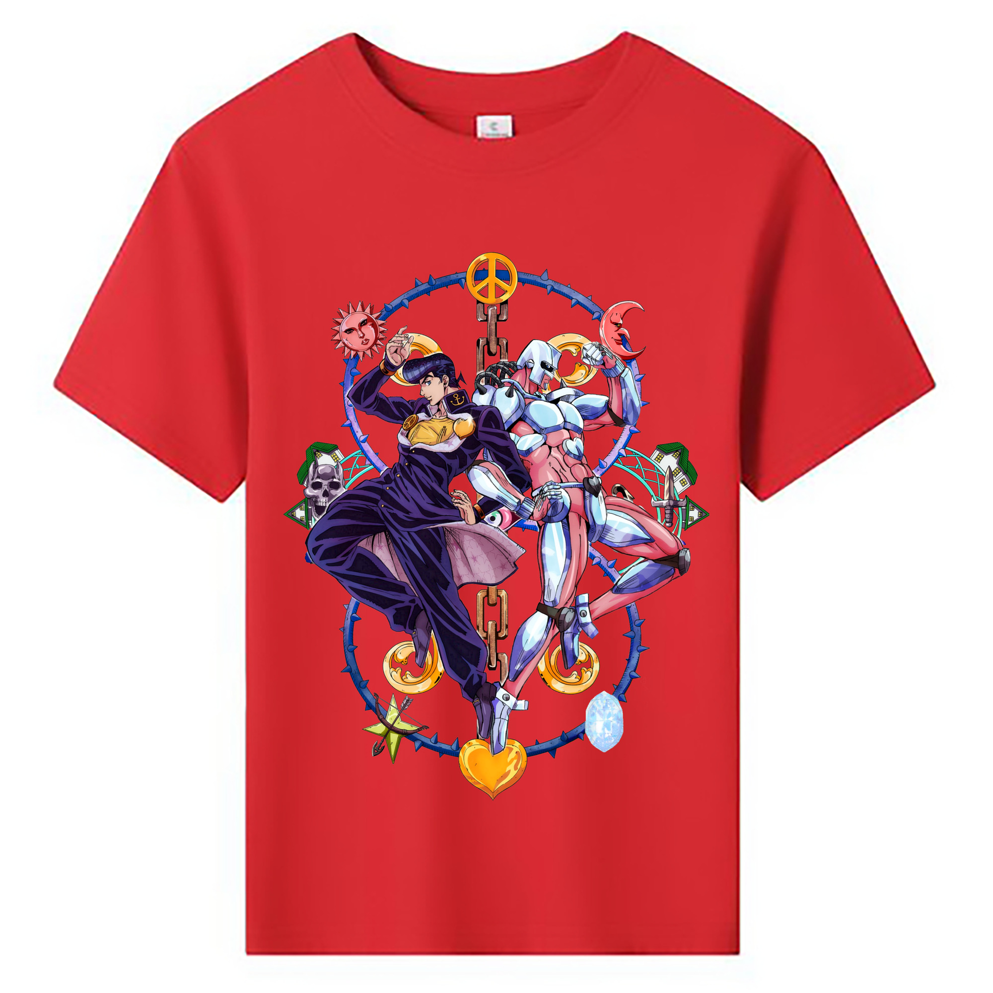 （画像用） ジョジョの奇妙な冒険 ひがしかた じょうすけ JoJo's Bizarre Adventure Higashikata Josuke 綿100％キッズTシャツ（フロントプリント）