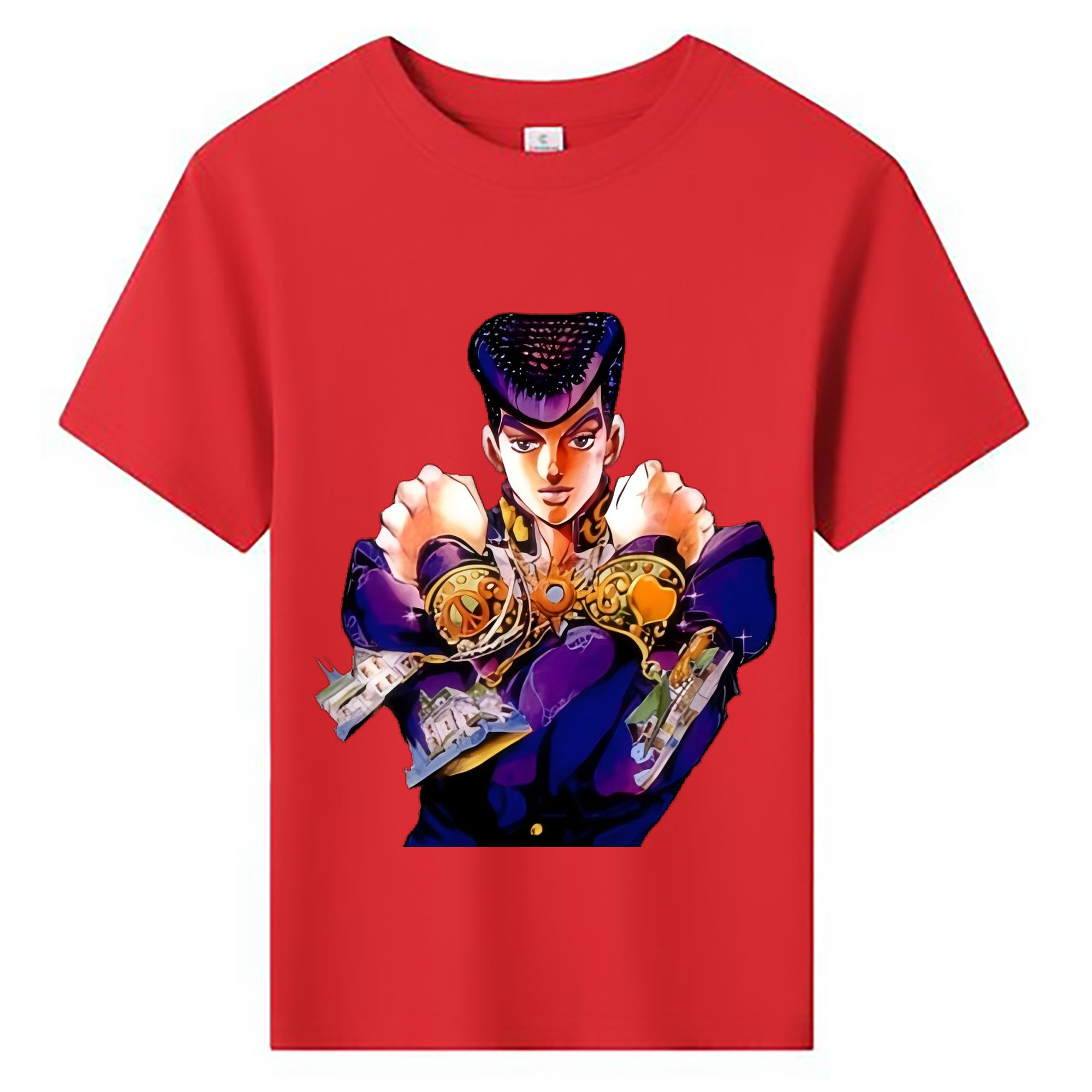 （画像用） ジョジョの奇妙な冒険 ひがしかた じょうすけ JoJo's Bizarre Adventure Higashikata Josuke 綿100％キッズTシャツ（フロントプリント）