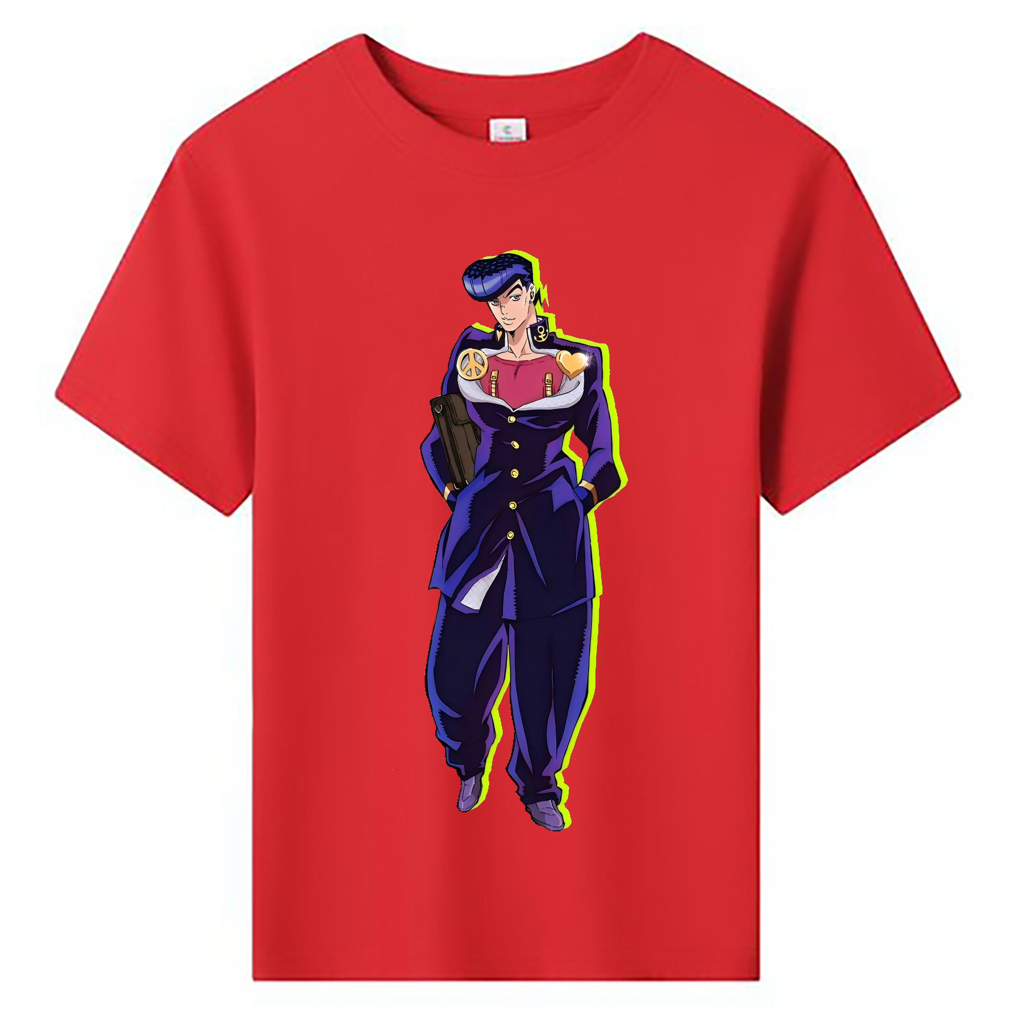 （画像用） ジョジョの奇妙な冒険 ひがしかた じょうすけ JoJo's Bizarre Adventure Higashikata Josuke 綿100％キッズTシャツ（フロントプリント）