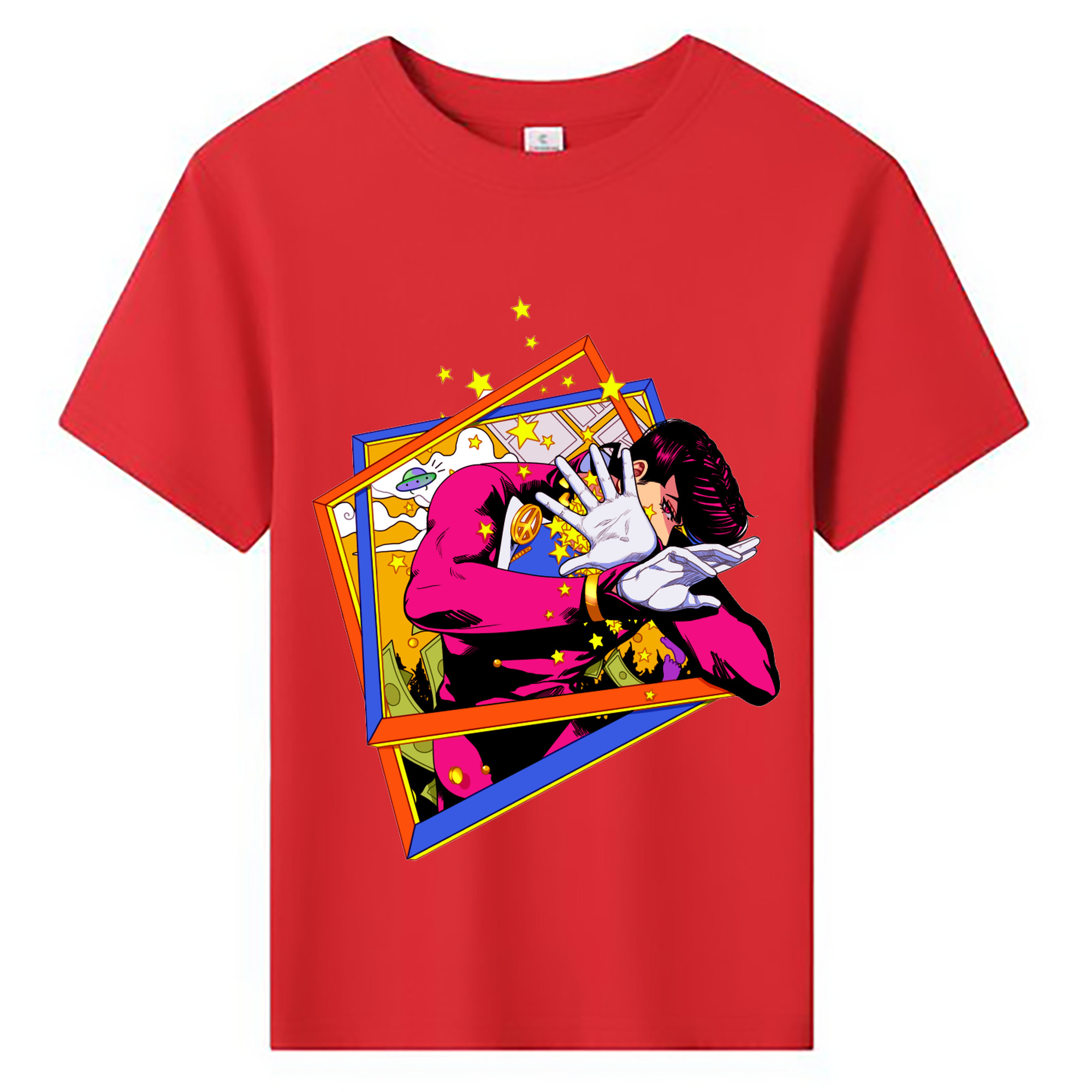 （画像用） ジョジョの奇妙な冒険 ひがしかた じょうすけ JoJo's Bizarre Adventure Higashikata Josuke 綿100％キッズTシャツ（フロントプリント）