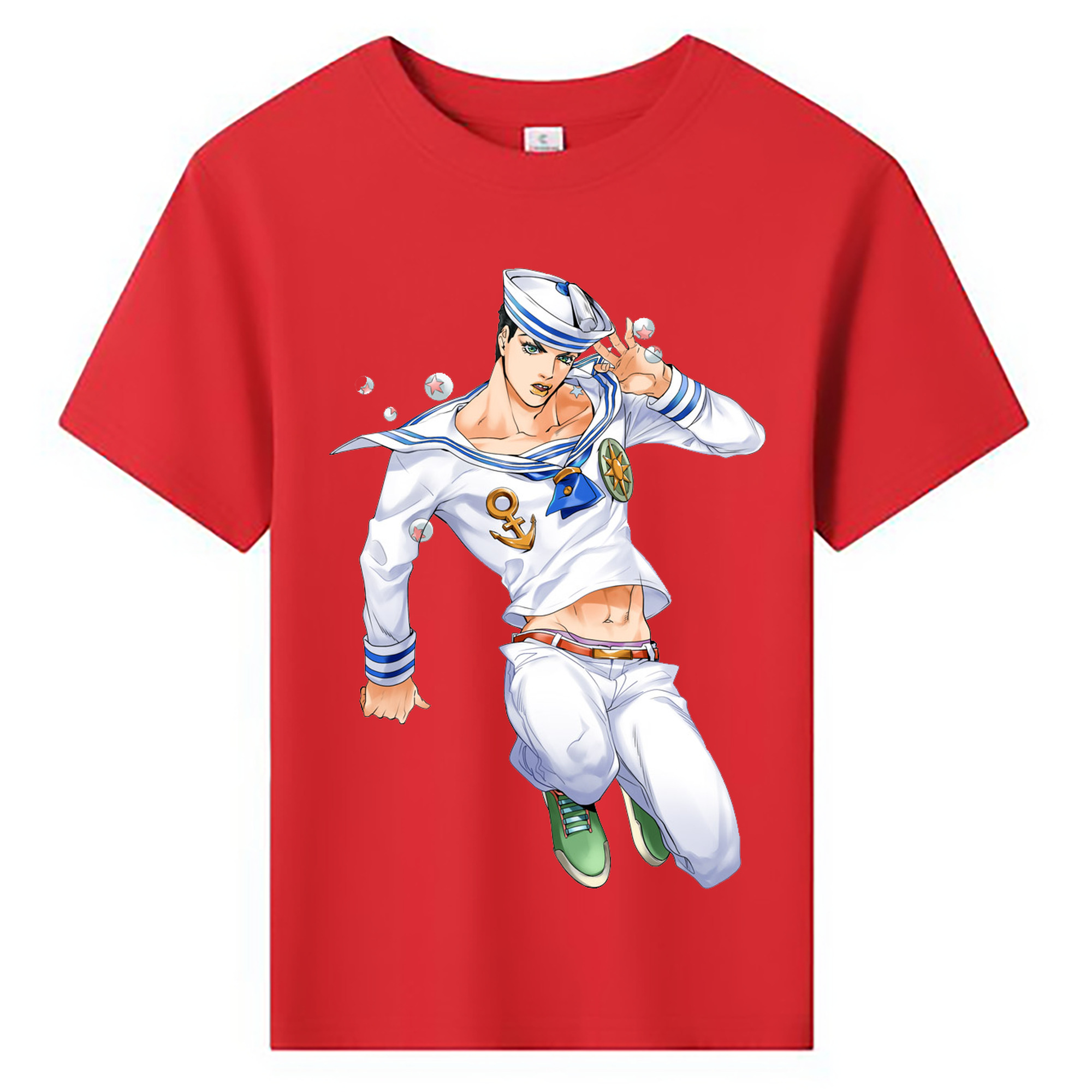 （画像用） ジョジョの奇妙な冒険 東方定助 JoJo's Bizarre Adventure Higashikata Josuke 綿100％キッズTシャツ（フロントプリント）
