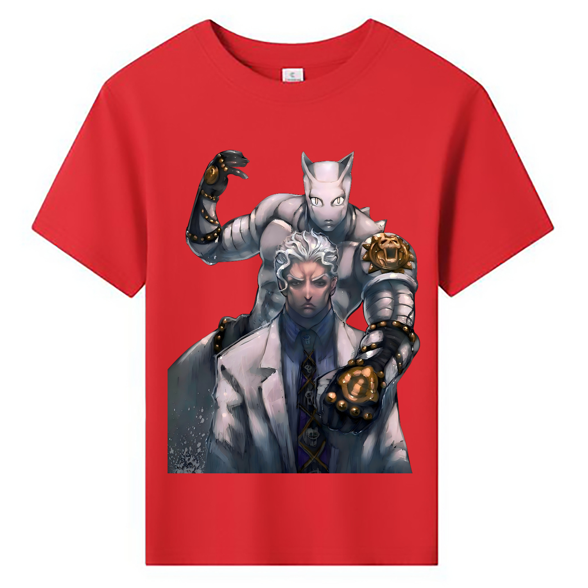 （画像用） ジョジョの奇妙な冒険 きら よしかげ JoJo's Bizarre Adventure Kira Yoshikage 綿100％キッズTシャツ（フロントプリント）