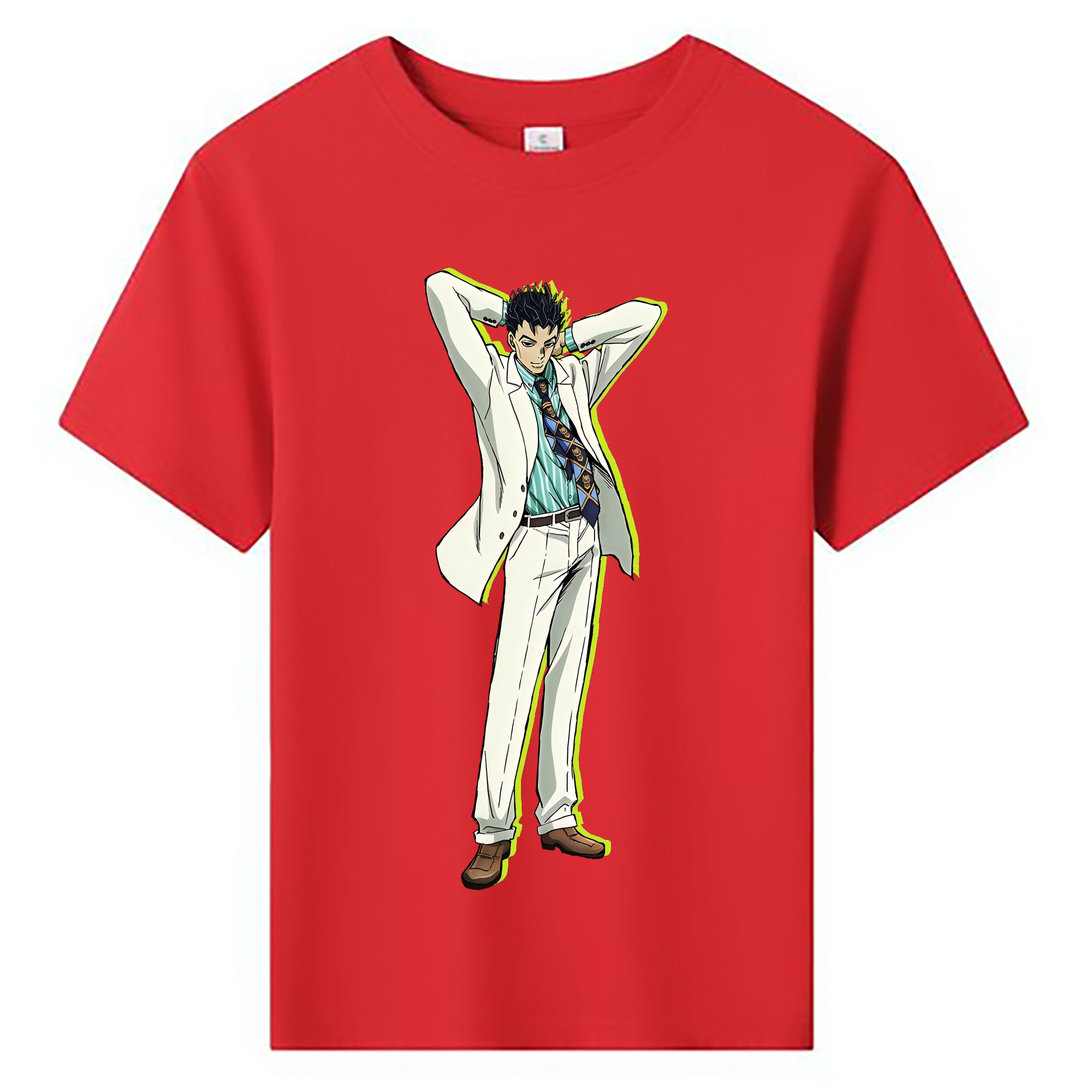 （画像用） ジョジョの奇妙な冒険 きら よしかげ JoJo's Bizarre Adventure Kira Yoshikage 綿100％キッズTシャツ（フロントプリント）