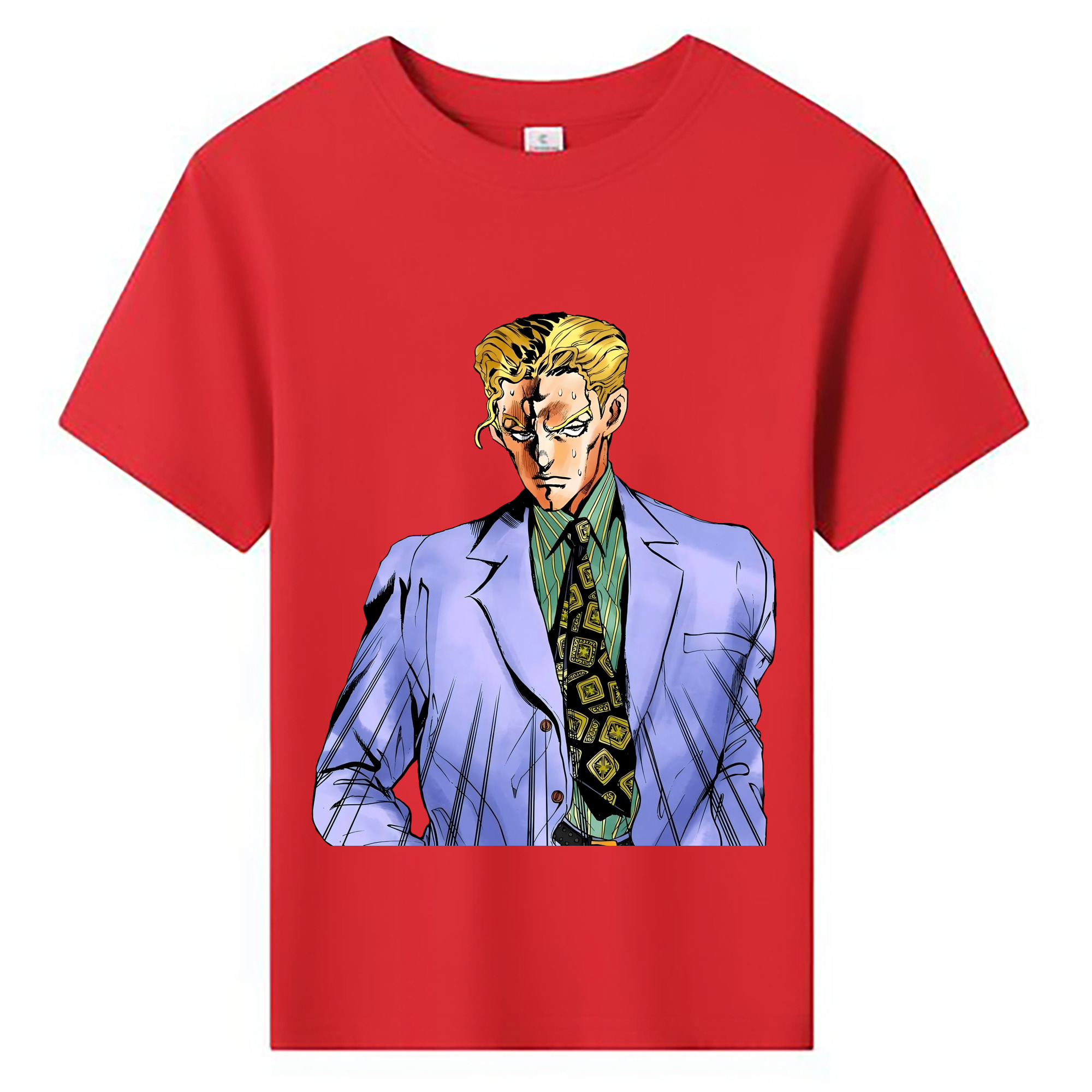 （画像用） ジョジョの奇妙な冒険 きら よしかげ JoJo's Bizarre Adventure Kira Yoshikage 綿100％キッズTシャツ（フロントプリント）