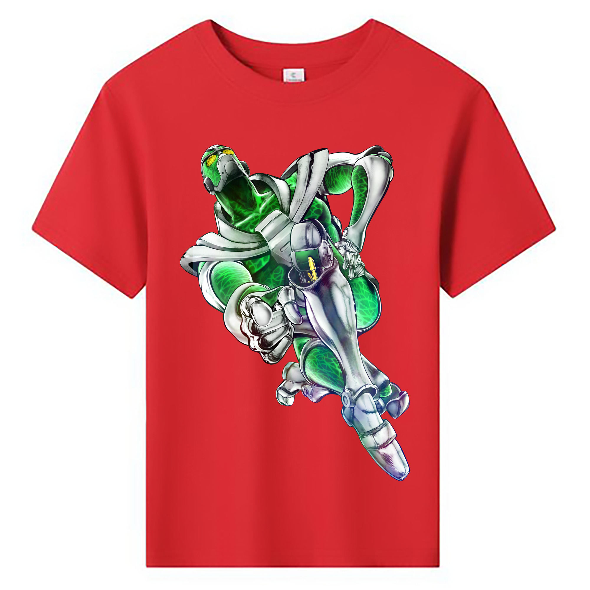 （画像用） ジョジョの奇妙な冒険 花京院 典明（かきょういん のりあき） JoJo's Bizarre Adventure Kakyoin Noriaki 綿100％キッズTシャツ（フロントプリント）