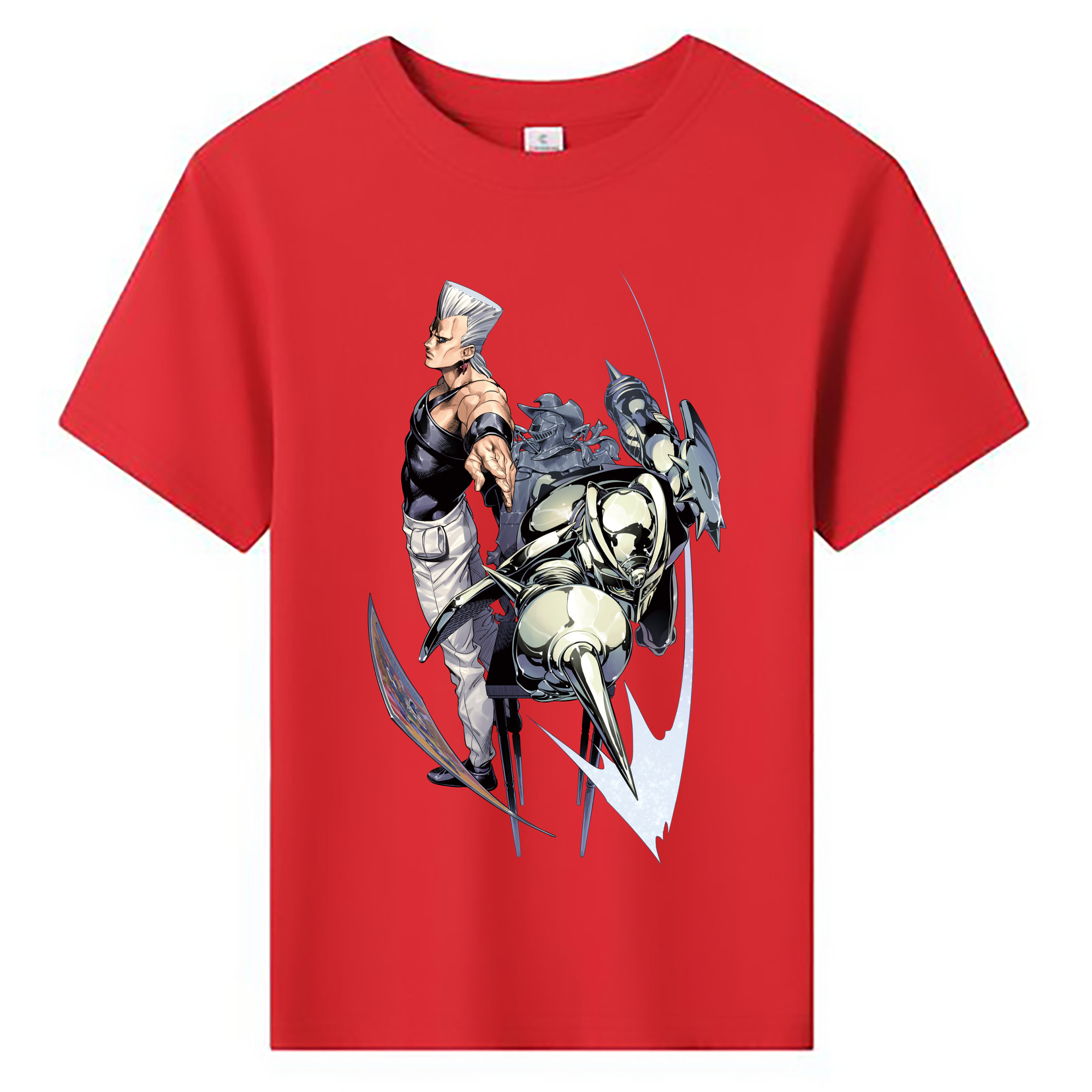（画像用） ジョジョの奇妙な冒険 ジャン＝ピエール?ポルナレフ JoJo's Bizarre Adventure Jan Pierre Polnareff 綿100％キッズTシャツ（フロントプリント）