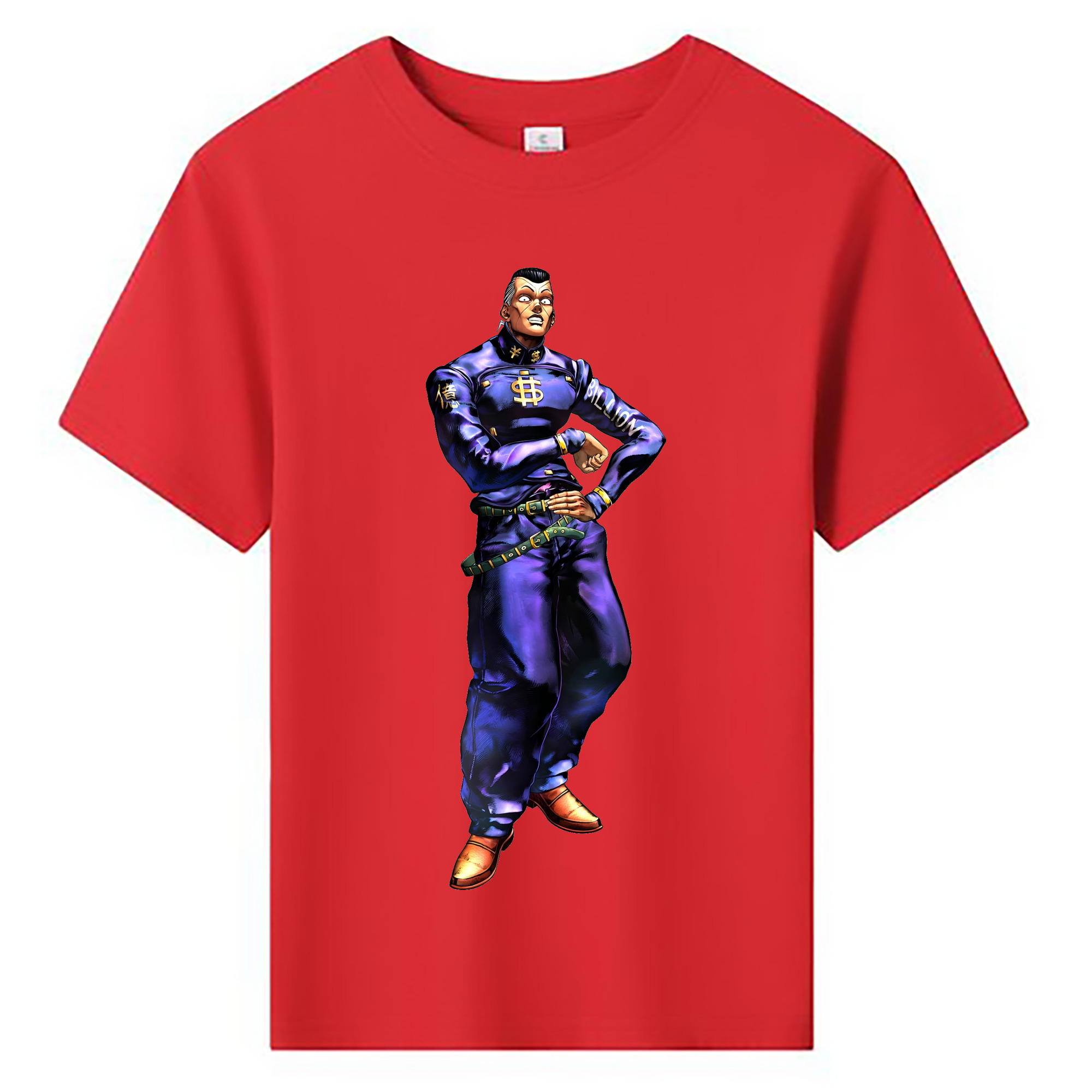 （画像用） ジョジョの奇妙な冒険 虹村億泰 にじむら おくやす JoJo's Bizarre Adventure Nijimura Okuyasu 綿100％キッズTシャツ（フロントプリント）