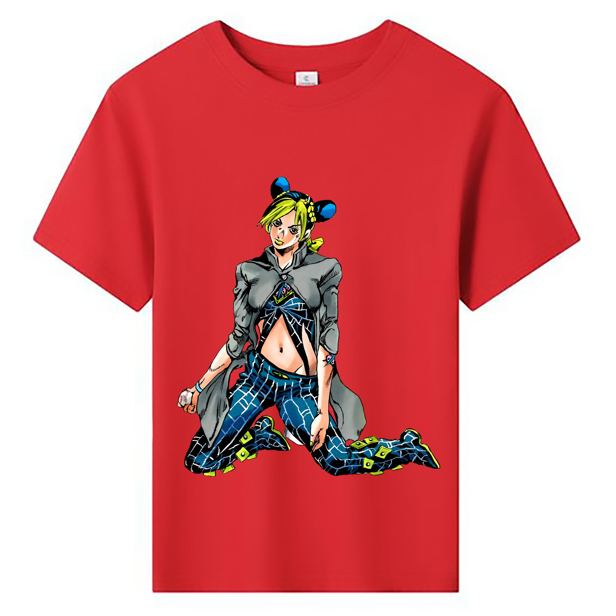 （画像用） "ジョジョの奇妙な冒険 くうじょう ジョリーン JoJo's Bizarre Adventure Jolyne Cujoh " 綿100％キッズTシャツ（フロントプリント）