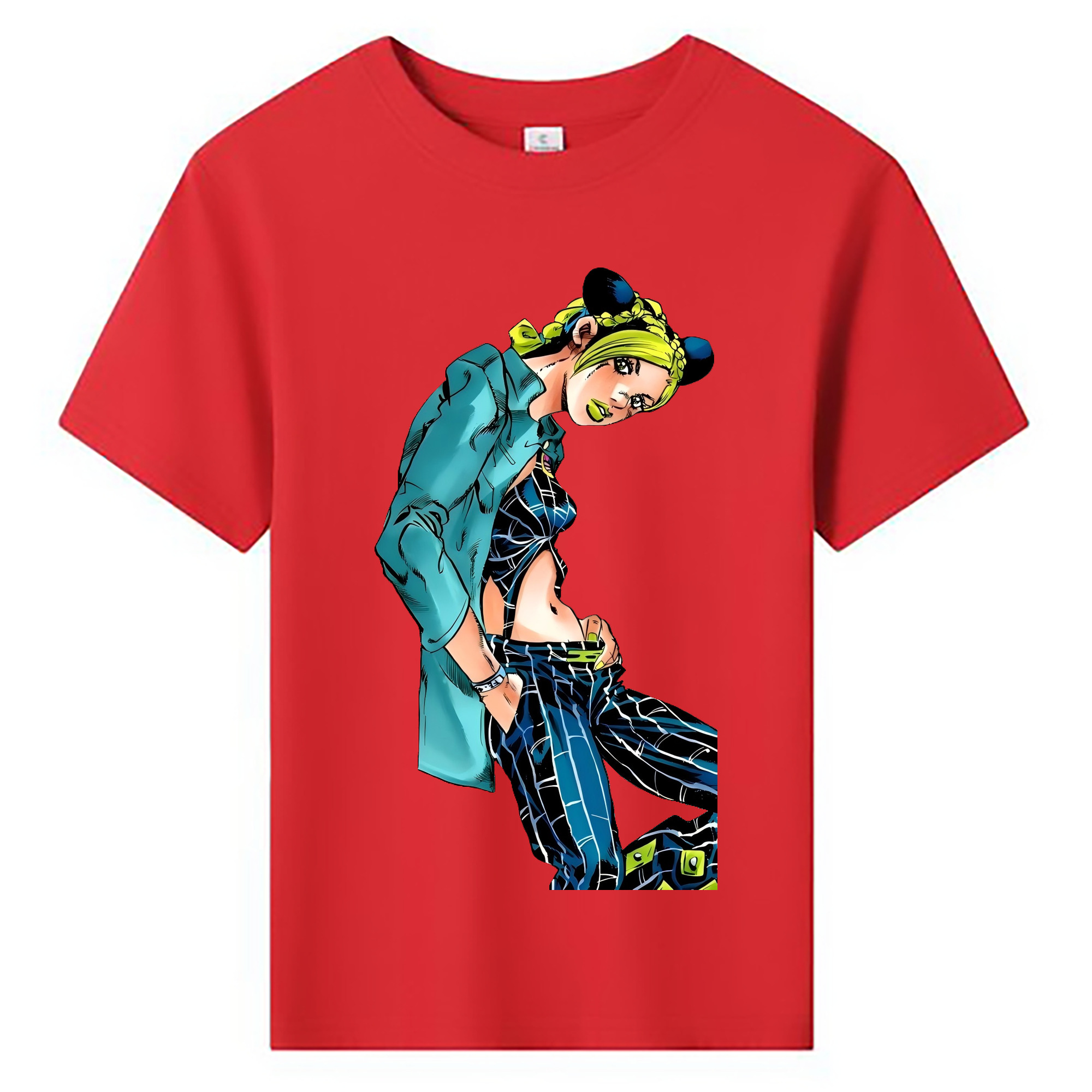 （画像用） "ジョジョの奇妙な冒険 くうじょう ジョリーン JoJo's Bizarre Adventure Jolyne Cujoh " 綿100％キッズTシャツ（フロントプリント）