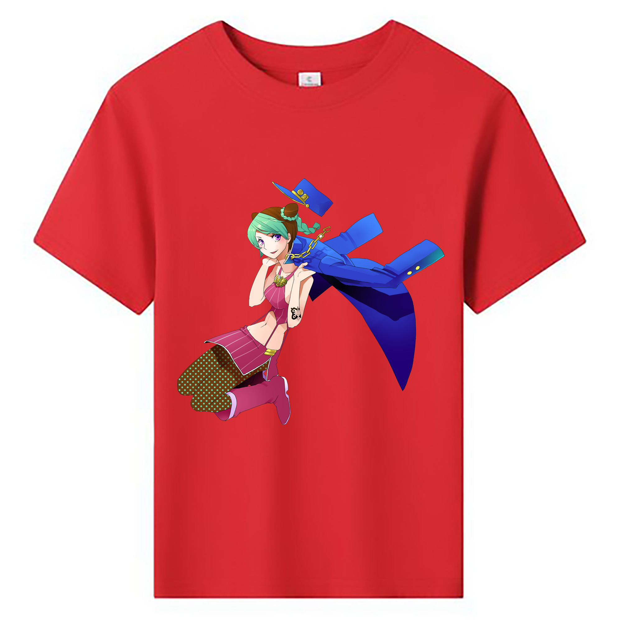 （画像用） "ジョジョの奇妙な冒険 くうじょう ジョリーン JoJo's Bizarre Adventure Jolyne Cujoh " 綿100％キッズTシャツ（フロントプリント）