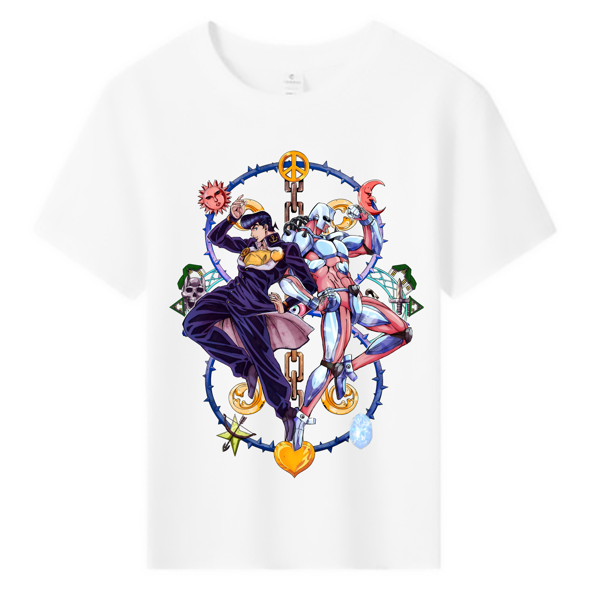（画像用） ジョジョの奇妙な冒険 ひがしかた じょうすけ JoJo's Bizarre Adventure Higashikata Josuke 綿100％キッズTシャツ（フロントプリント）