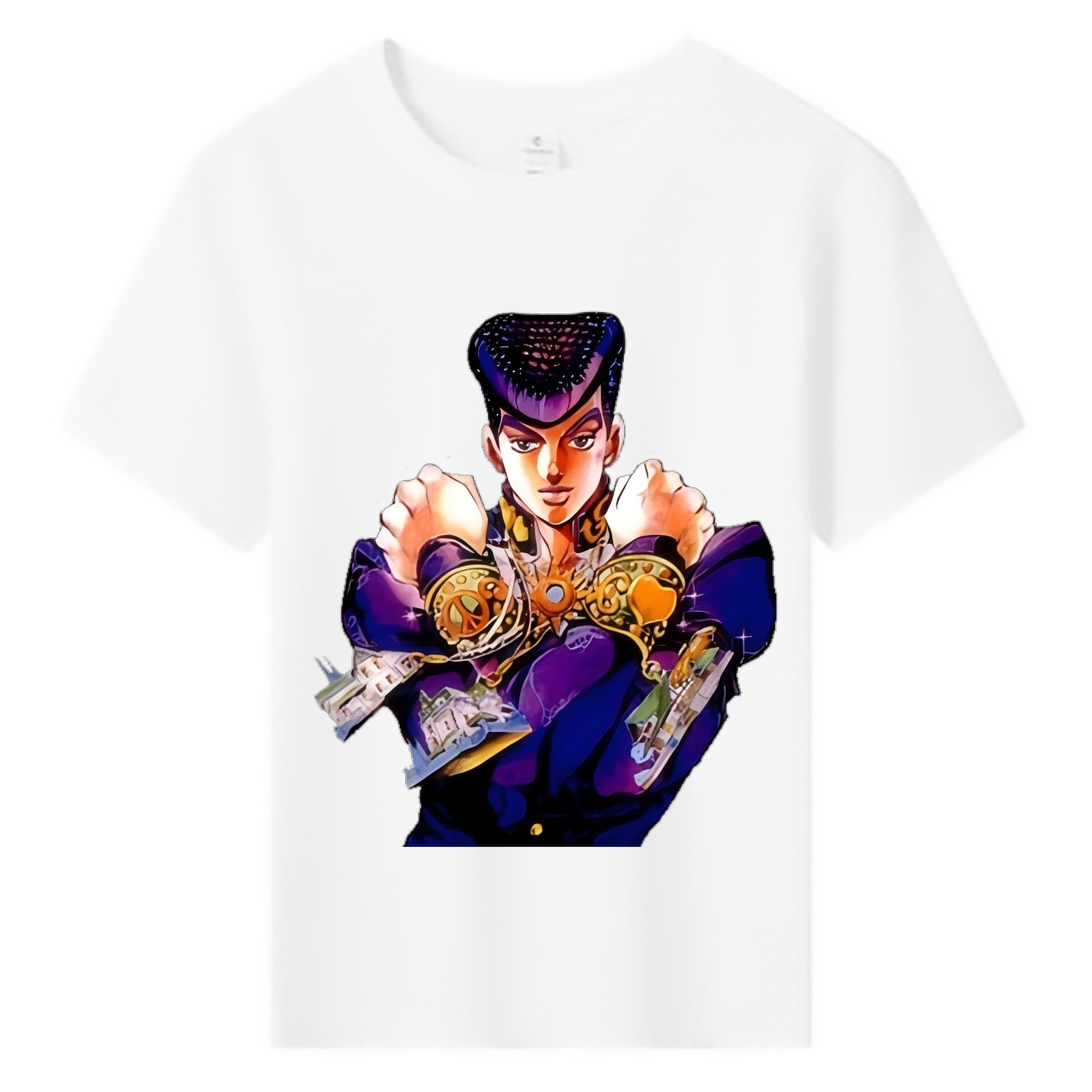 （画像用） ジョジョの奇妙な冒険 ひがしかた じょうすけ JoJo's Bizarre Adventure Higashikata Josuke 綿100％キッズTシャツ（フロントプリント）