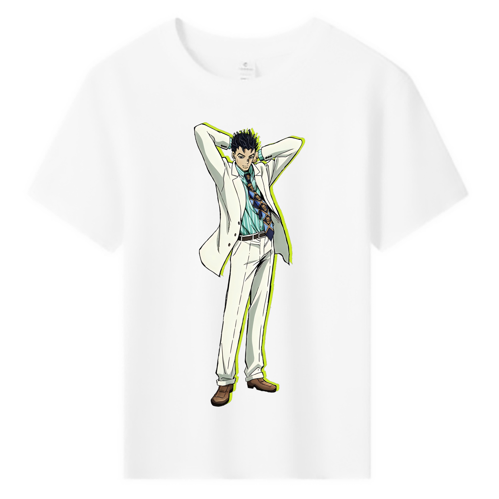 （画像用） ジョジョの奇妙な冒険 きら よしかげ JoJo's Bizarre Adventure Kira Yoshikage 綿100％キッズTシャツ（フロントプリント）