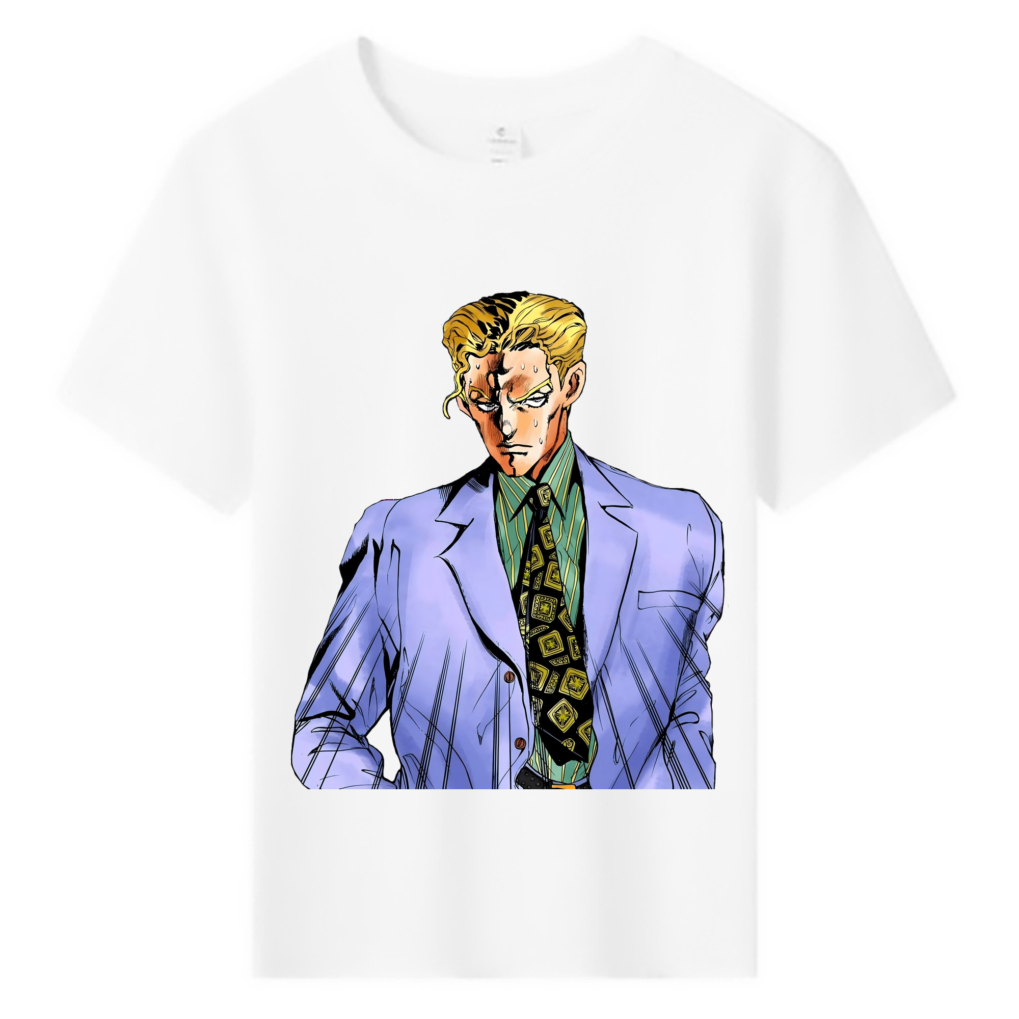（画像用） ジョジョの奇妙な冒険 きら よしかげ JoJo's Bizarre Adventure Kira Yoshikage 綿100％キッズTシャツ（フロントプリント）