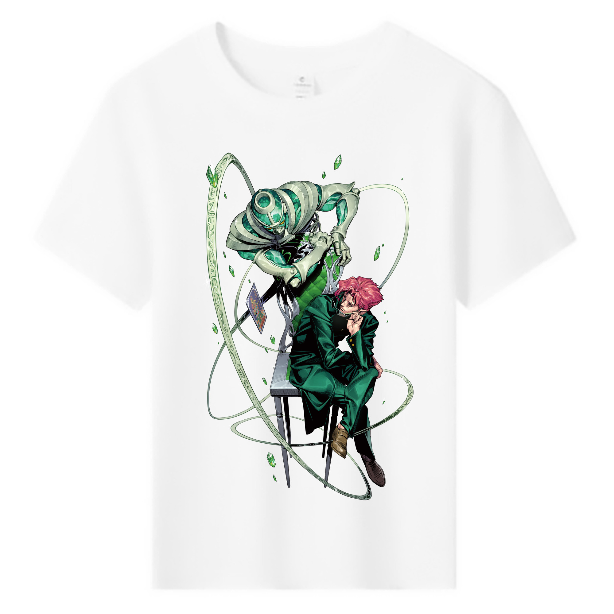 （画像用） ジョジョの奇妙な冒険 花京院 典明（かきょういん のりあき） JoJo's Bizarre Adventure Kakyoin Noriaki 綿100％キッズTシャツ（フロントプリント）