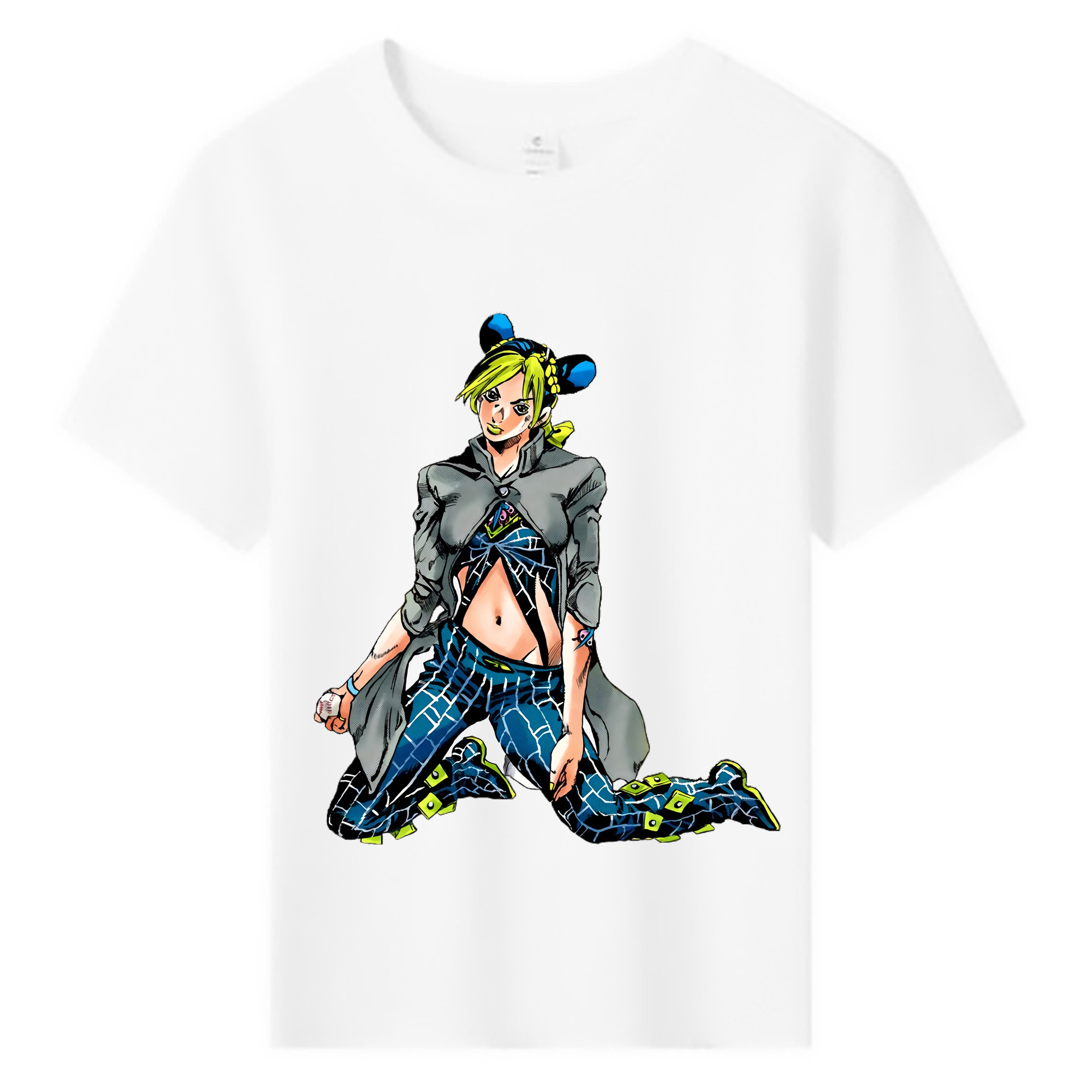 （画像用） "ジョジョの奇妙な冒険 くうじょう ジョリーン JoJo's Bizarre Adventure Jolyne Cujoh " 綿100％キッズTシャツ（フロントプリント）