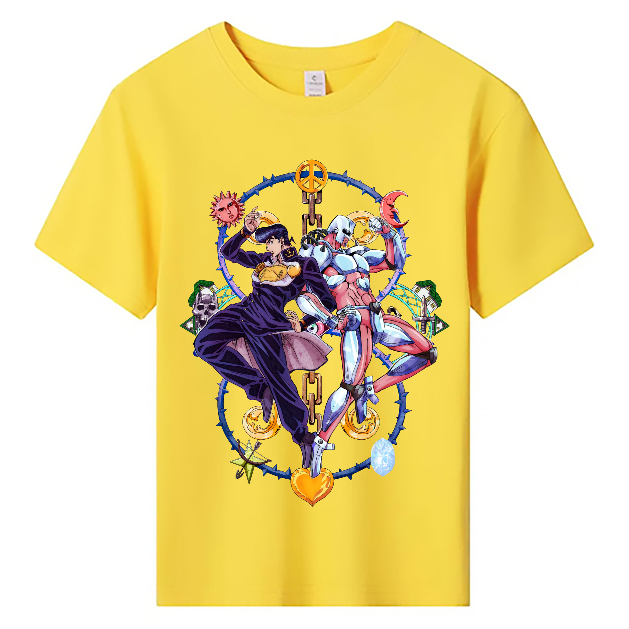 （画像用） ジョジョの奇妙な冒険 ひがしかた じょうすけ JoJo's Bizarre Adventure Higashikata Josuke 綿100％キッズTシャツ（フロントプリント）
