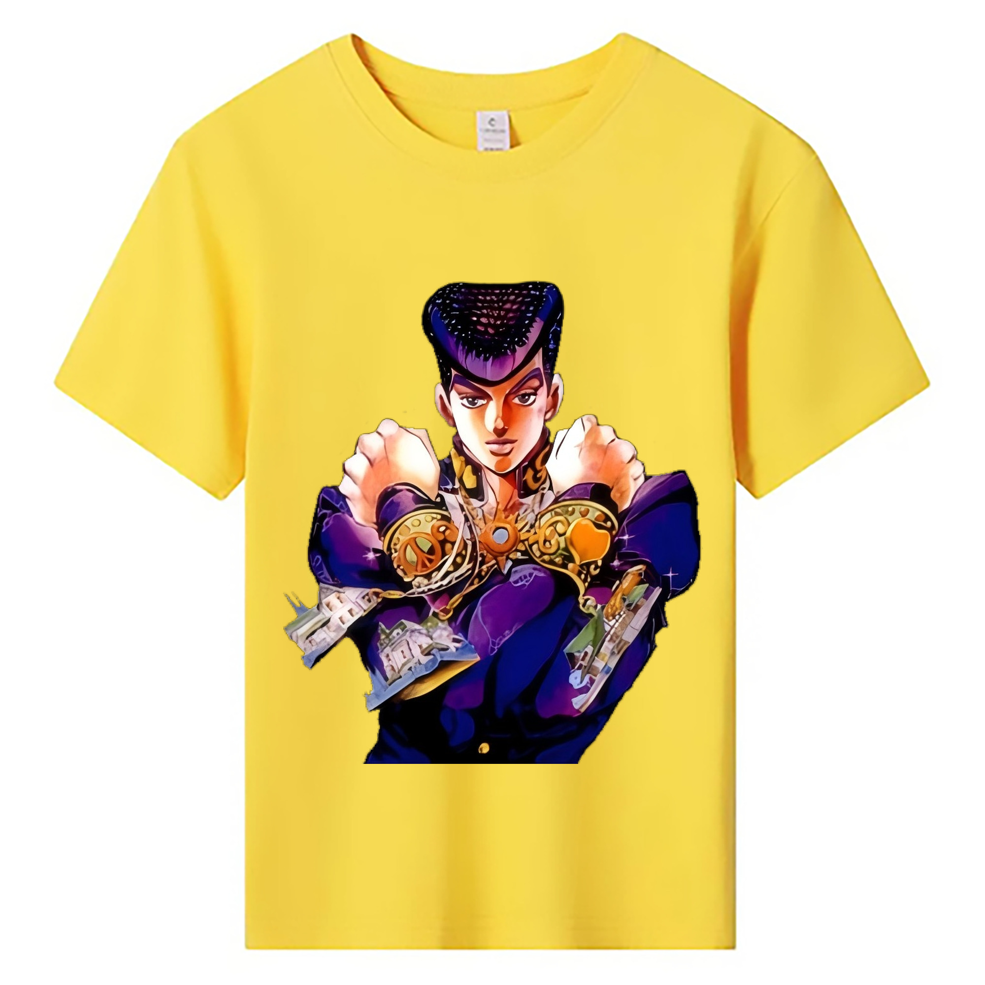 （画像用） ジョジョの奇妙な冒険 ひがしかた じょうすけ JoJo's Bizarre Adventure Higashikata Josuke 綿100％キッズTシャツ（フロントプリント）