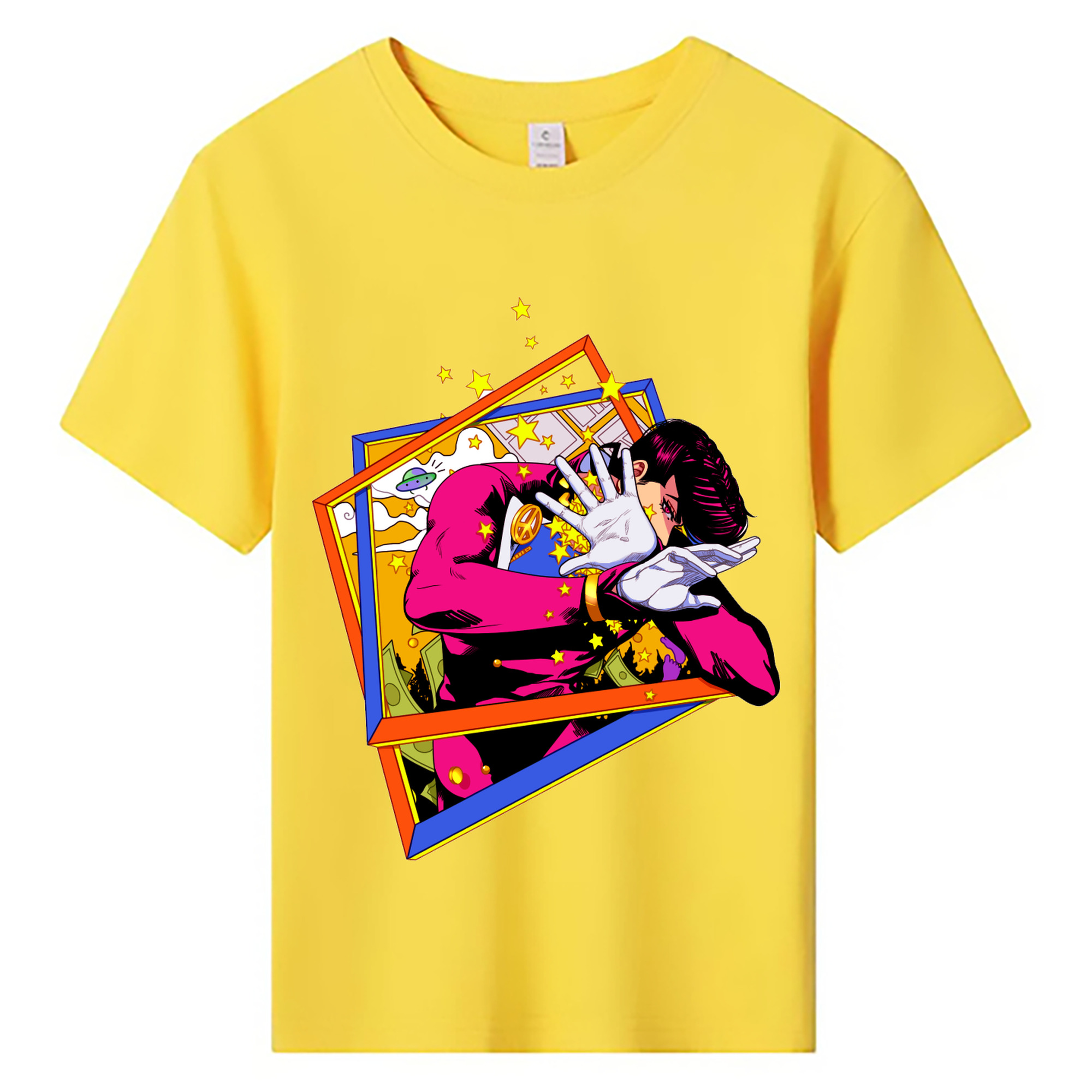（画像用） ジョジョの奇妙な冒険 ひがしかた じょうすけ JoJo's Bizarre Adventure Higashikata Josuke 綿100％キッズTシャツ（フロントプリント）