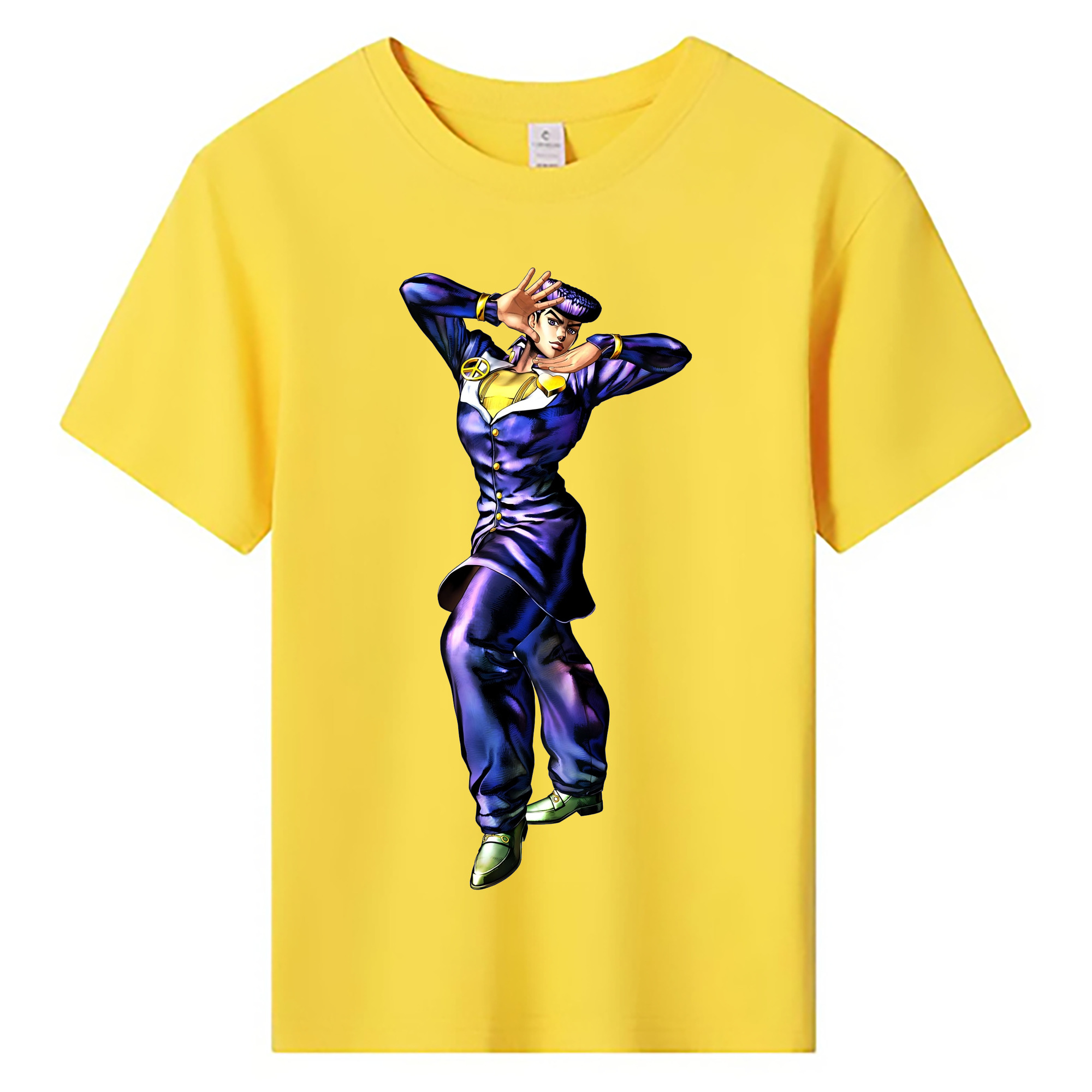 （画像用） ジョジョの奇妙な冒険 ひがしかた じょうすけ JoJo's Bizarre Adventure Higashikata Josuke 綿100％キッズTシャツ（フロントプリント）