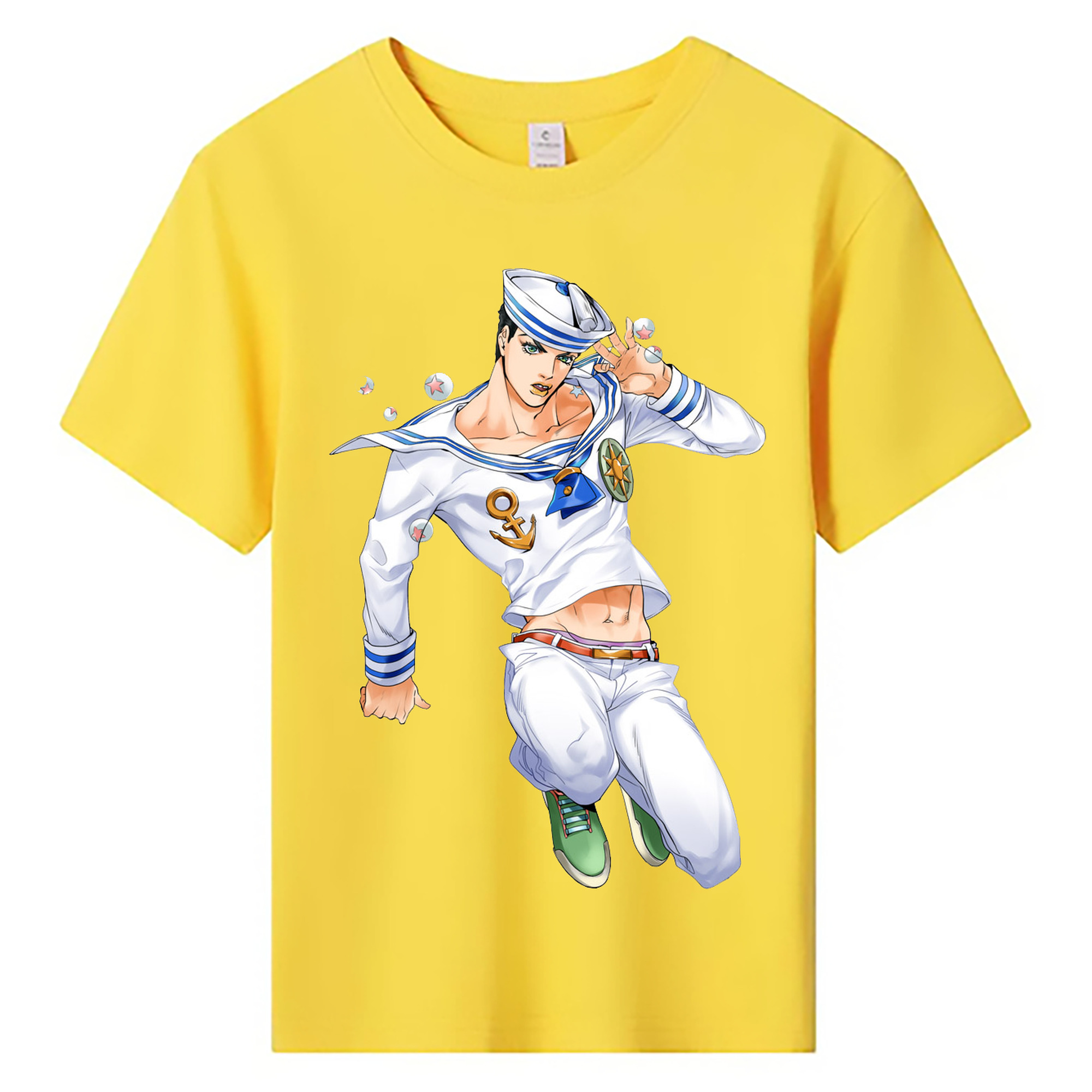 （画像用） ジョジョの奇妙な冒険 東方定助 JoJo's Bizarre Adventure Higashikata Josuke 綿100％キッズTシャツ（フロントプリント）